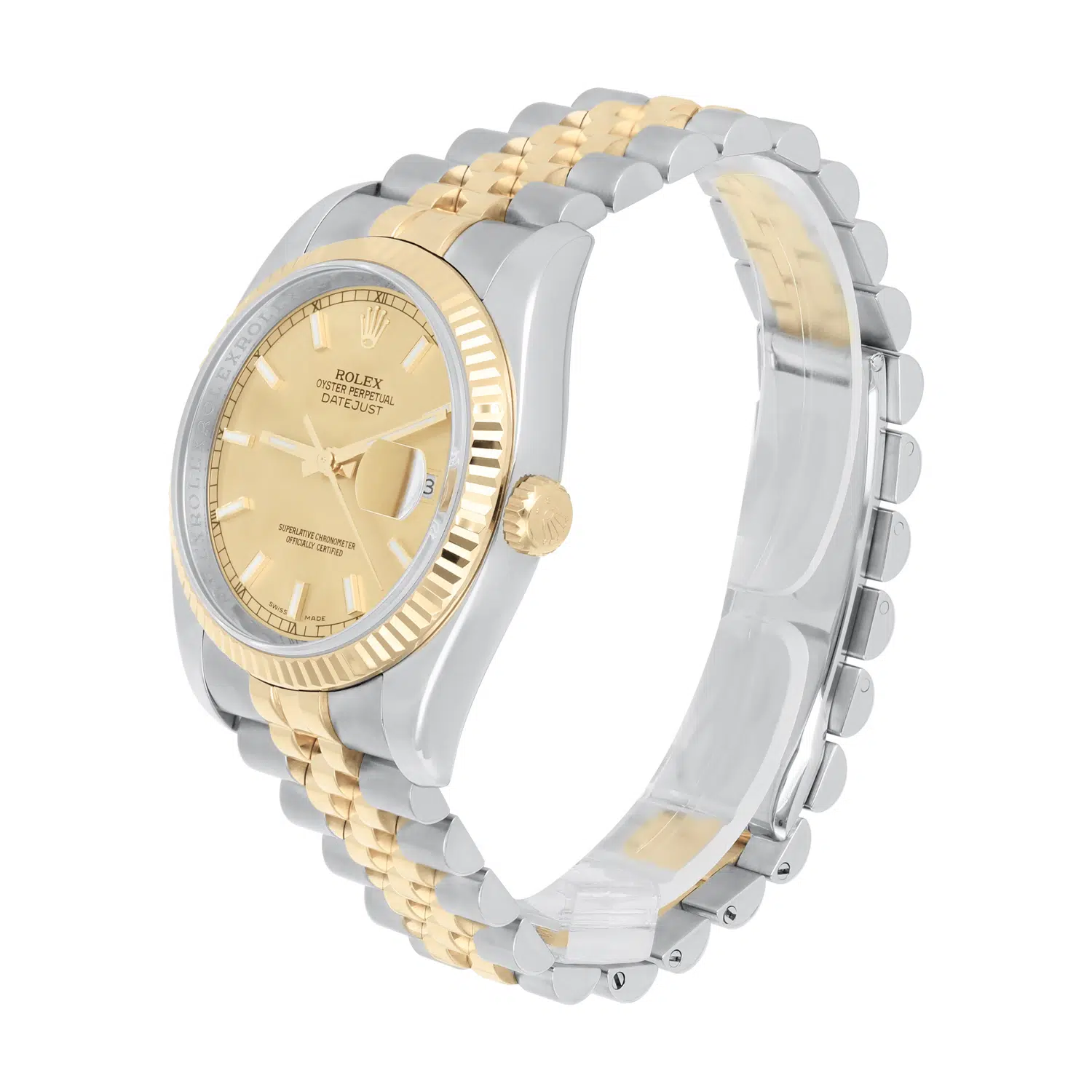 Rolex Datejust 36 Gold and Steel 116233-0151 Watch Champagne Index Dial Jubilee Watch – image 3
