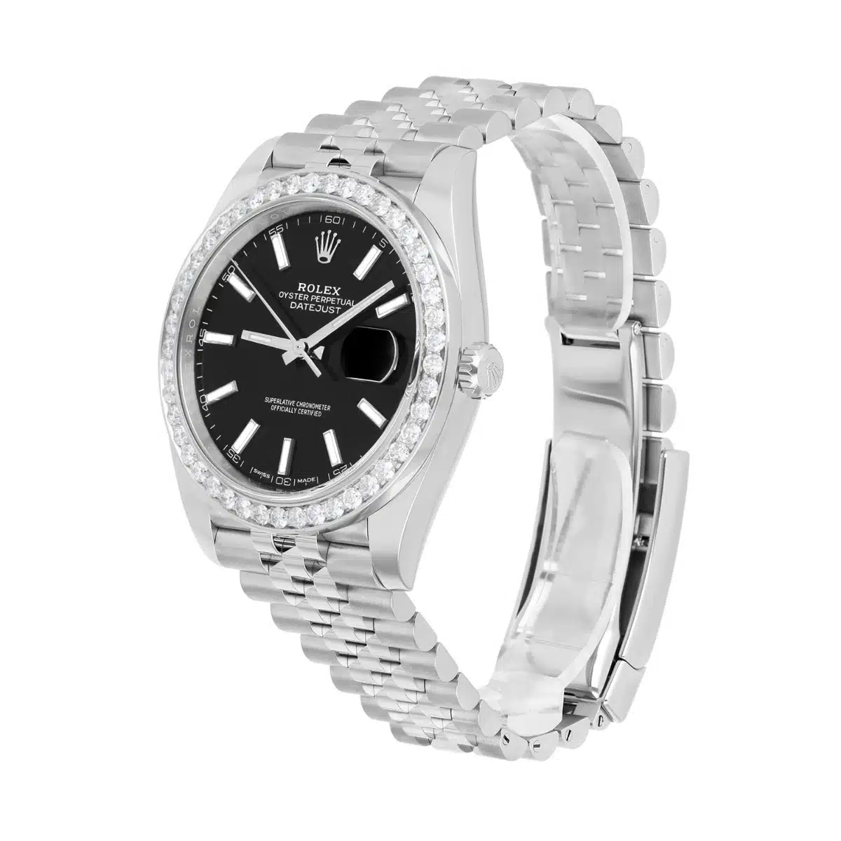 Rolex Datejust 41 Steel Watch Black Index Dial Diamonds Mens Jubilee Band 126300 – image 3