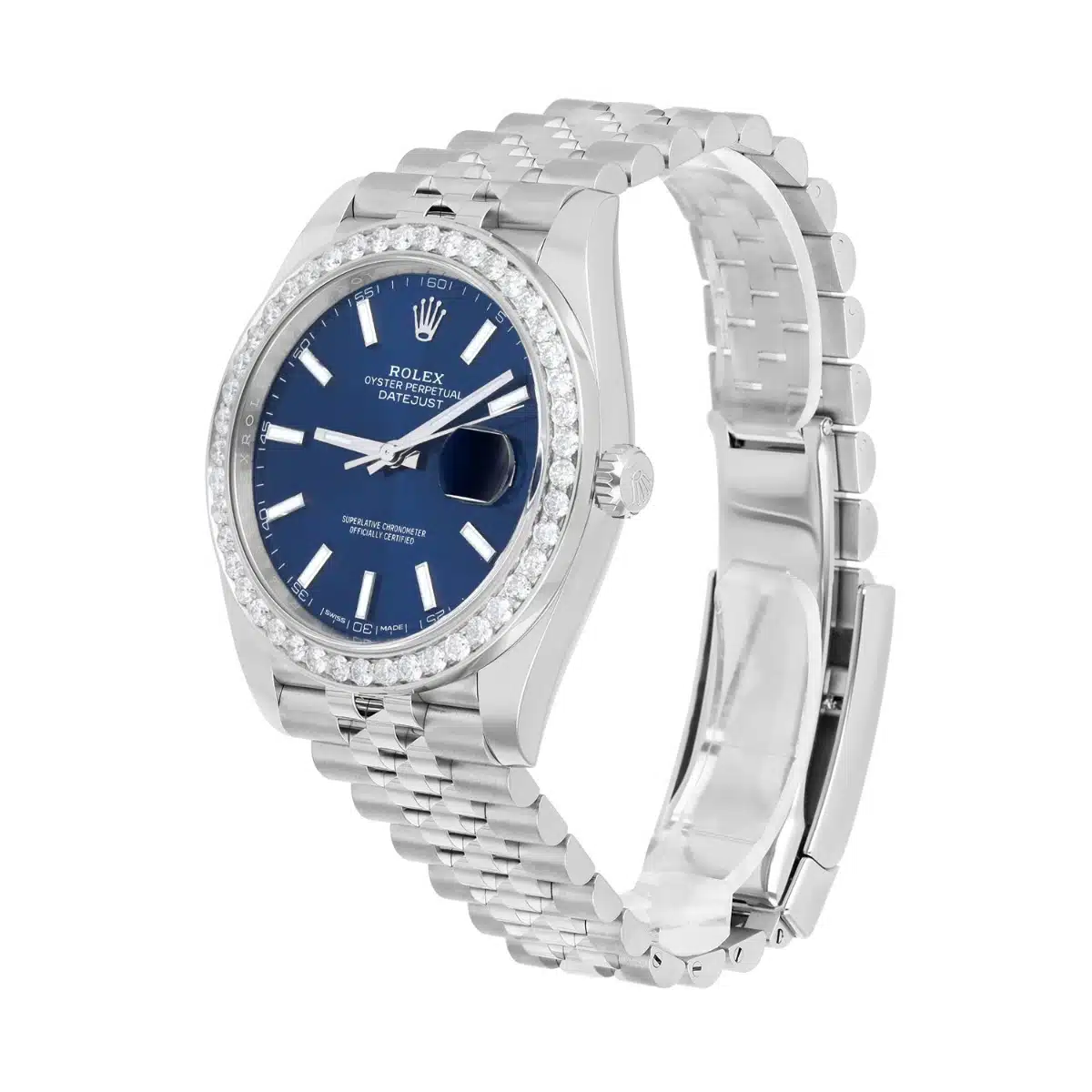 Rolex Datejust 41 126300 Steel Watch Blue Index Dial Diamonds Mens Jubilee Band – image 3