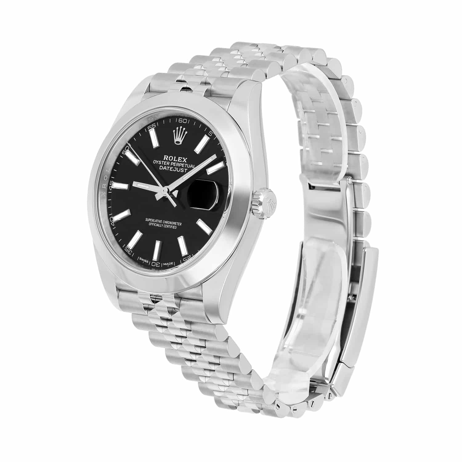 Rolex Datejust 41 Steel Black Index Dial Mens Watch Jubilee Band 126300