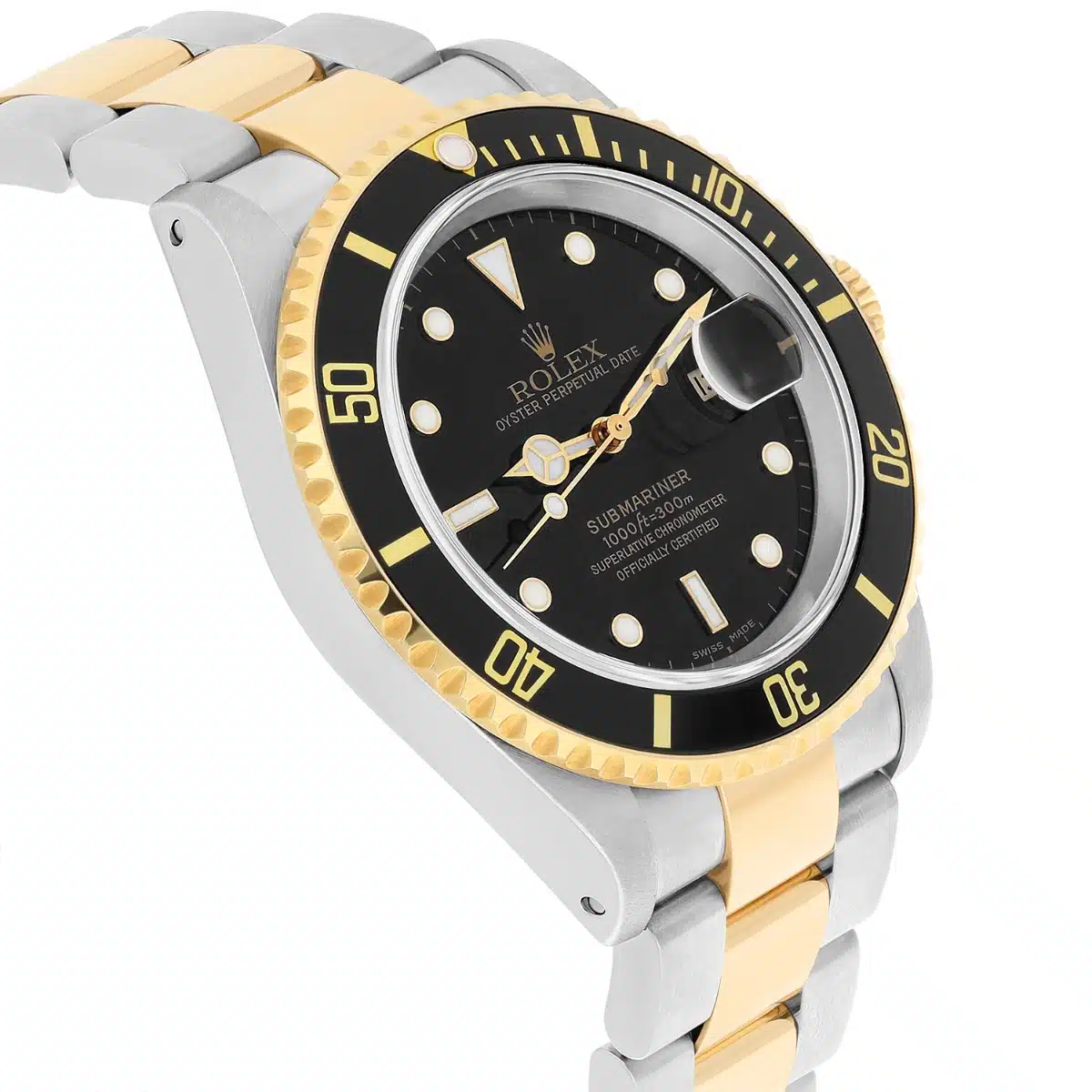 Rolex Steel & 18K Yellow Gold 40mm Submariner Black 16613N 18K Gold Buckle B/P – image 5