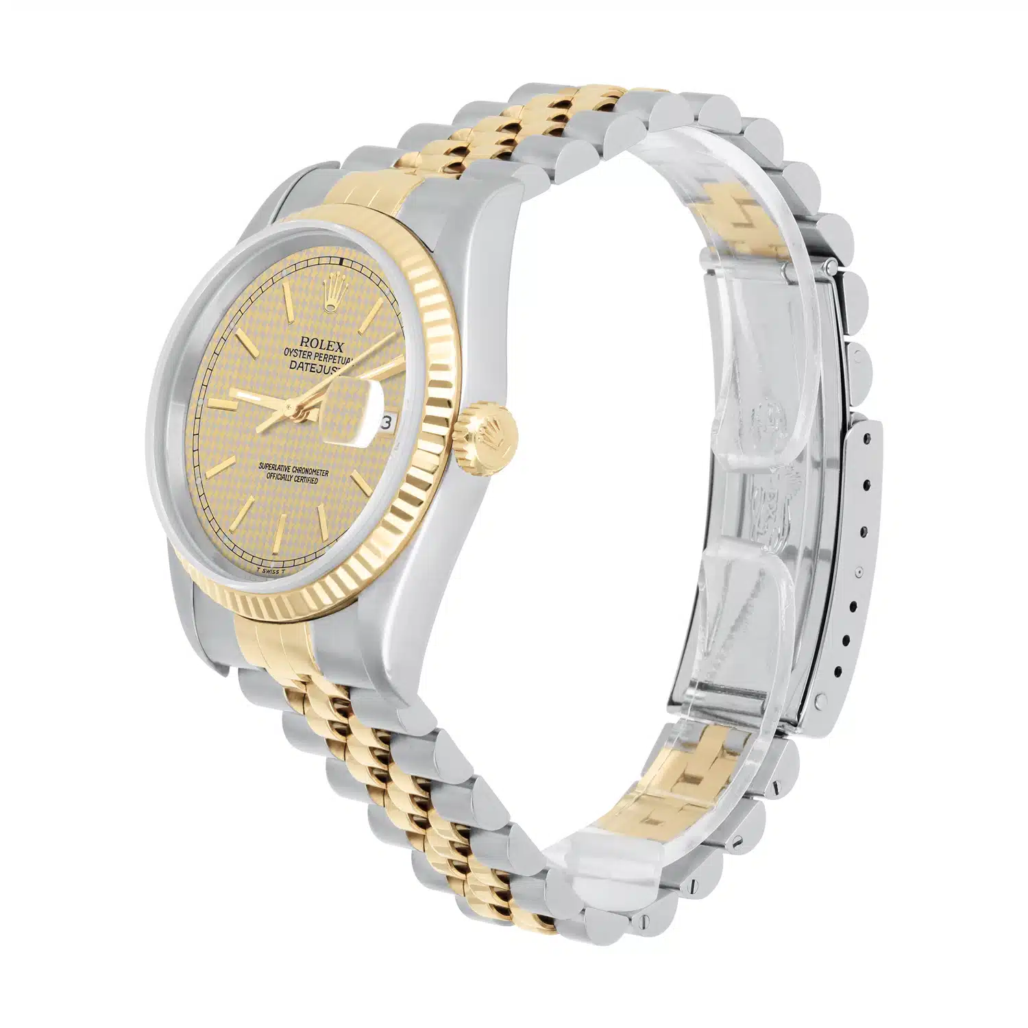 Rolex Datejust 36mm Two Tone Champagne Houndstooth Dial Jubilee 16233 Circa 1994 – image 5