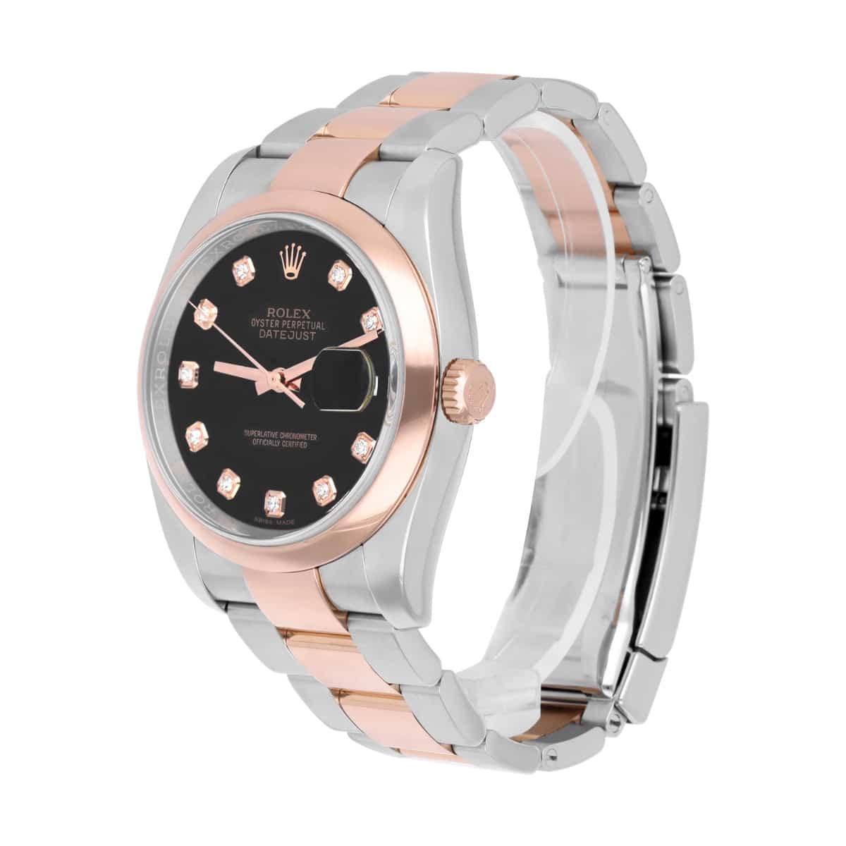 Rolex Datejust 36mm Black Diamond Dial Rose Gold/Stainless Steel 116201-0083