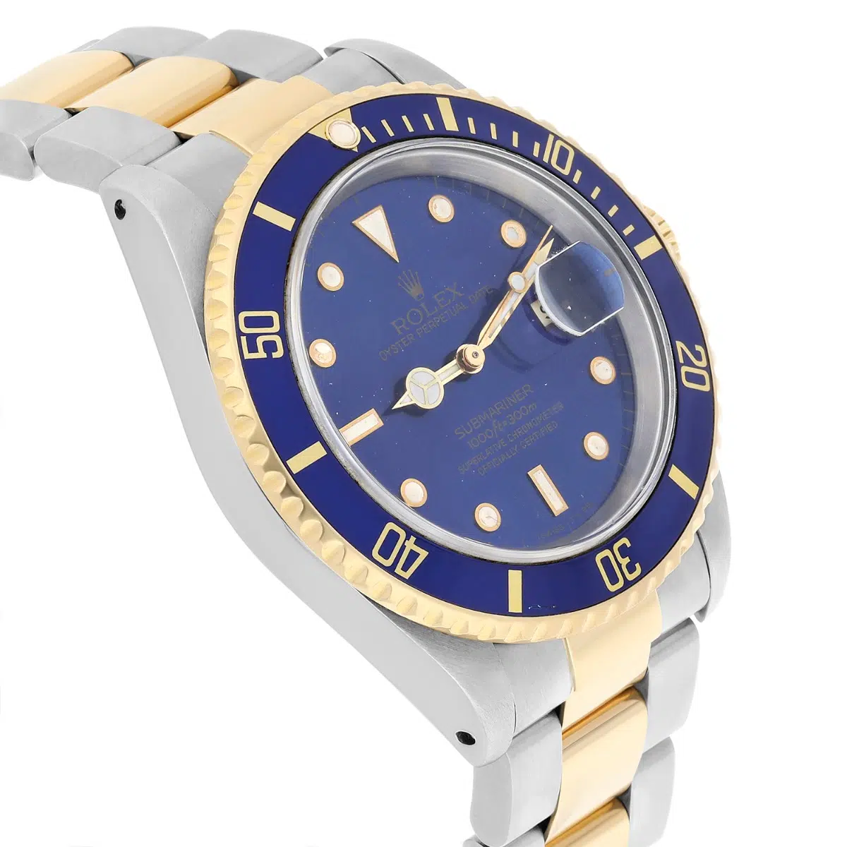 Rolex Submariner 18k Yellow Gold/Steel Blue Dial Mens Watch 16613 Circa 1990 – image 4