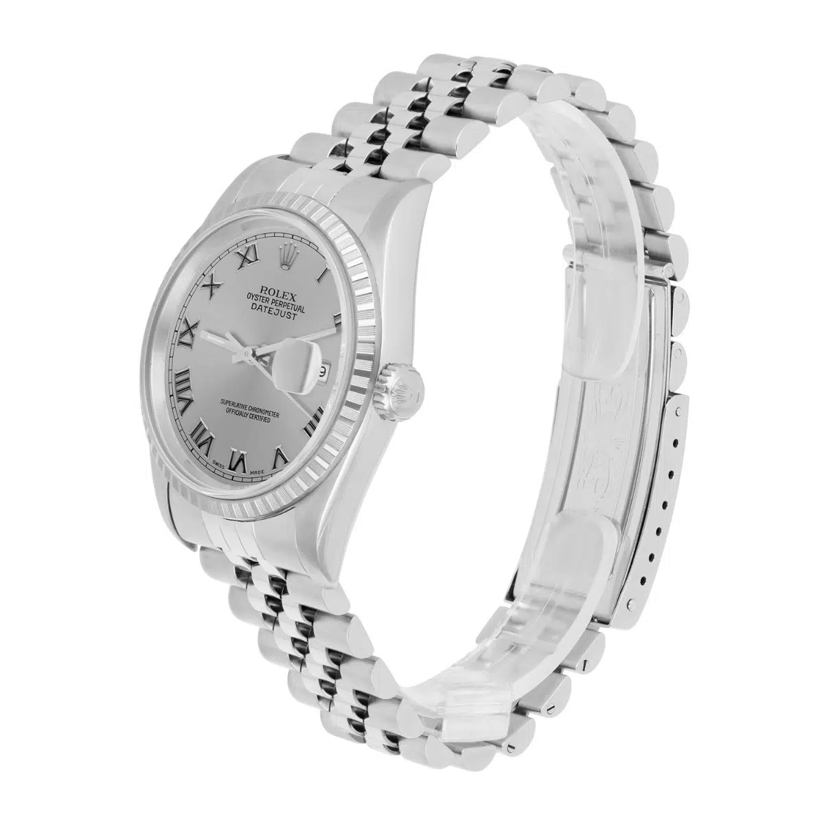 Rolex Datejust 36mm Stainless Steel Watch Silver Roman Dial 16220 – image 4