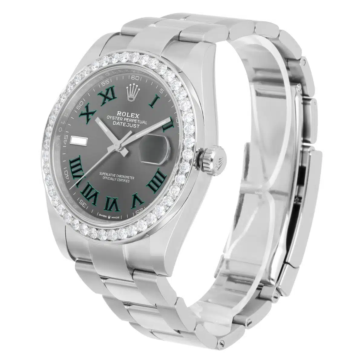 Rolex Datejust 126334 Stainless Steel 41mm Gray Wimbledon Dial Diamond Bezel – image 4