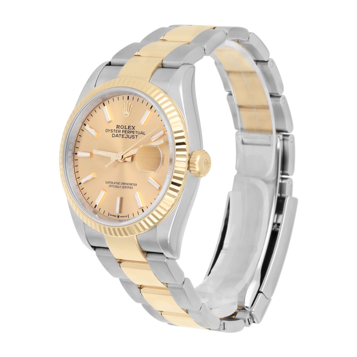 Rolex 126233 Datejust 36mm Two-Tone Yellow Gold Fluted Bezel Champagne Dial