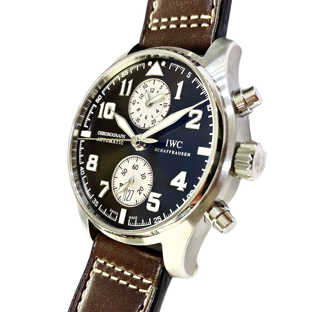 IWC Pilot Spitfire Chronograph IW387806 Stainless Steel with Brown Leather Watch 2014