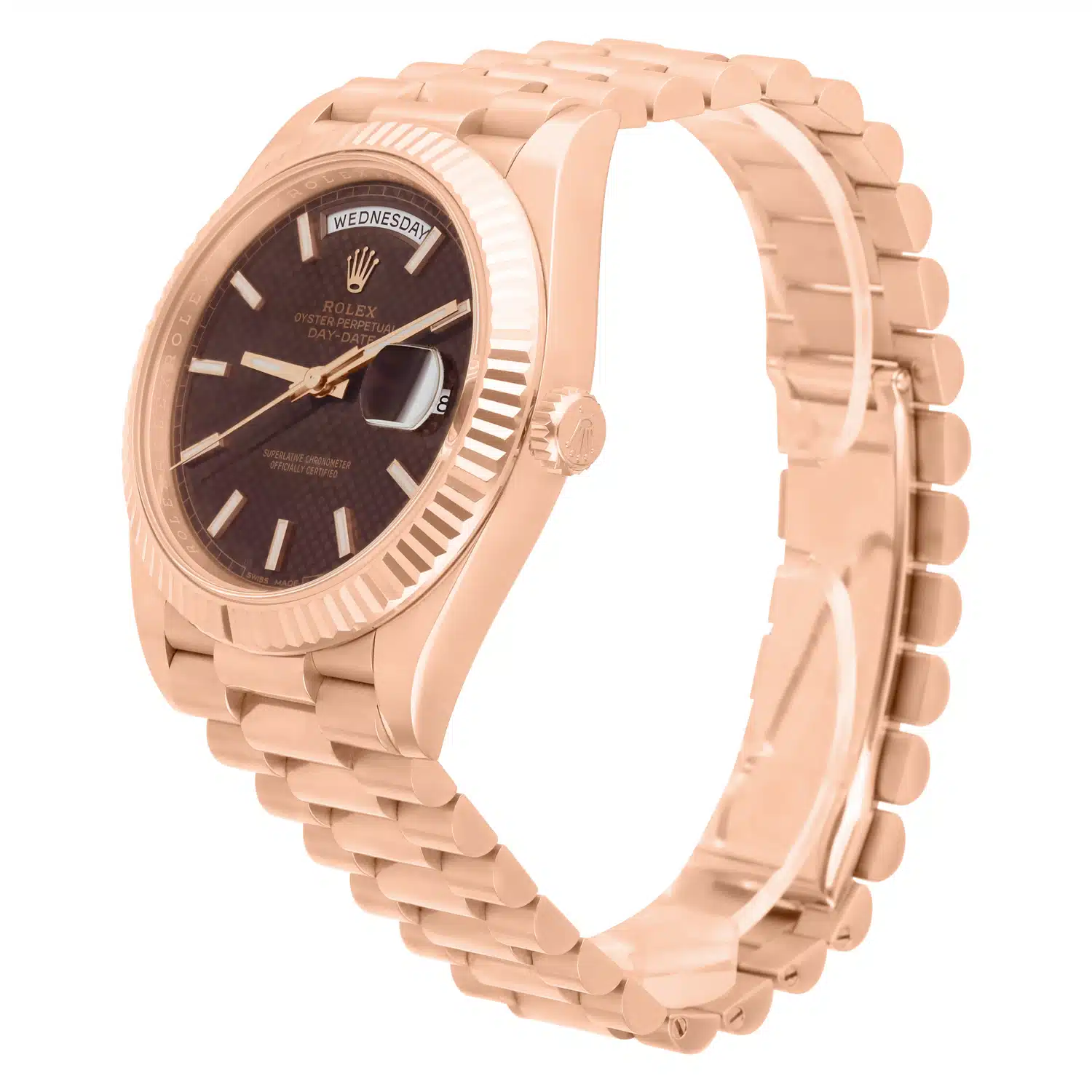 Rolex Day-Date 228235 40mm Chocolate Motif Rose Gold Dial Complete – image 3