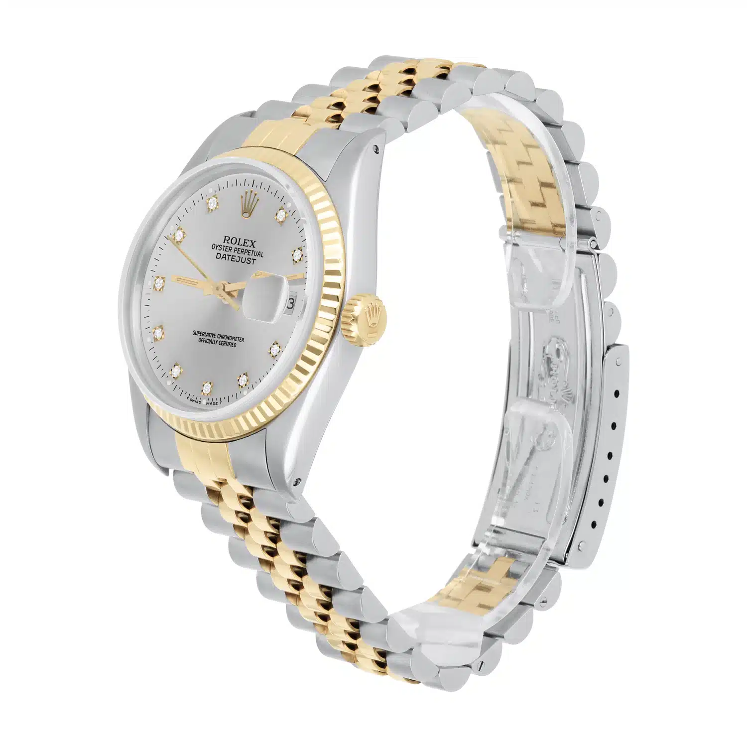 Rolex Datejust 36mm Two Tone 16233 Circa 1992 Very Rare C Series Silver Diamond – image 3