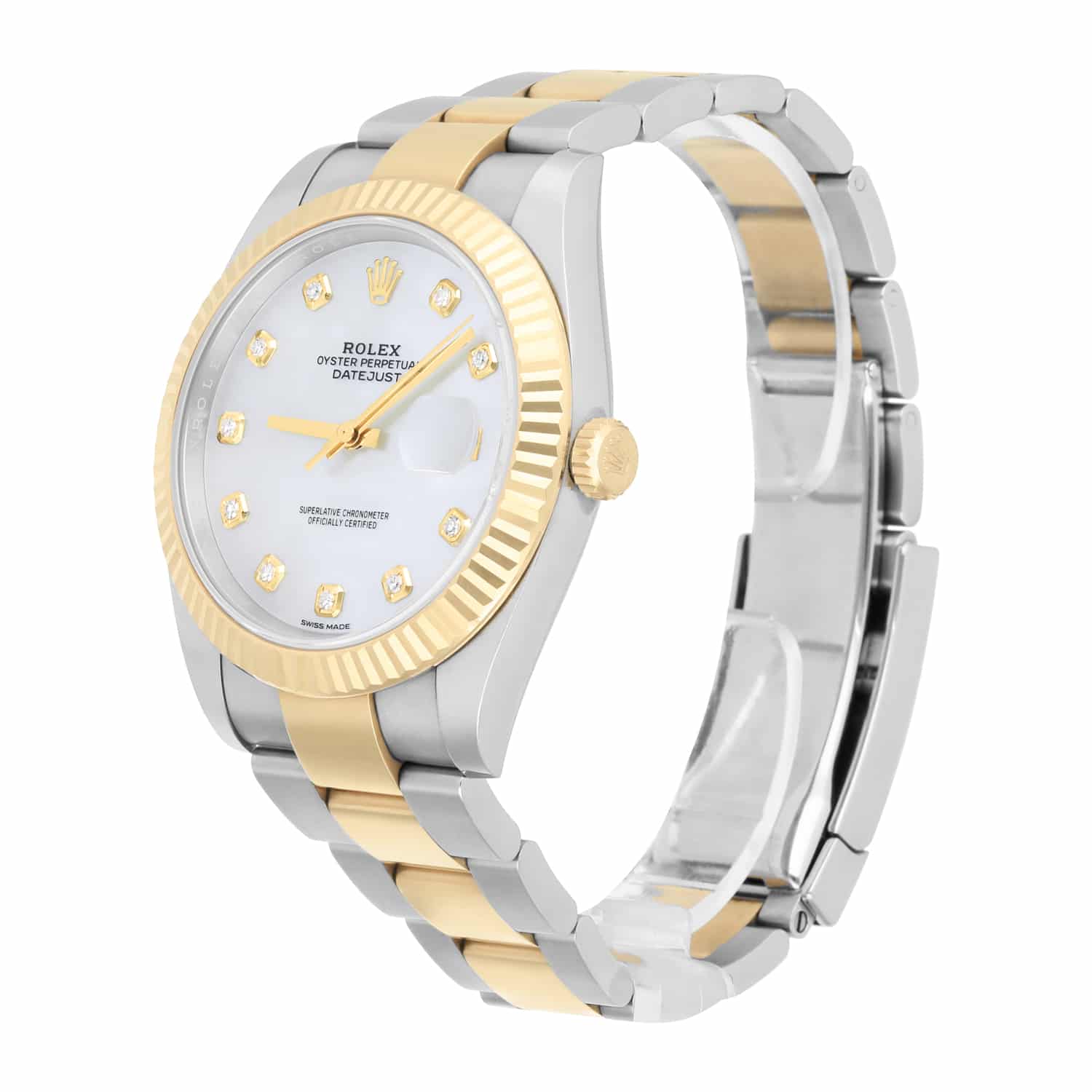 Rolex Datejust 41 Mother of Pearl Diamond Dial 126333 Oyster Band Complete