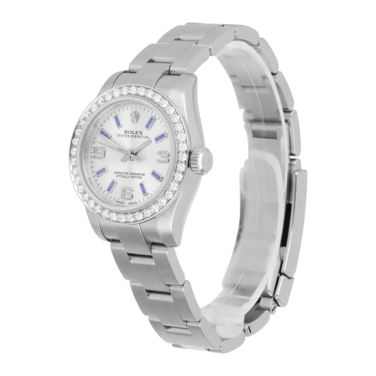 Rolex 26mm OP Silver Dial Stainless Steel Ladies Watch 176200 Diamond Accent – image 4