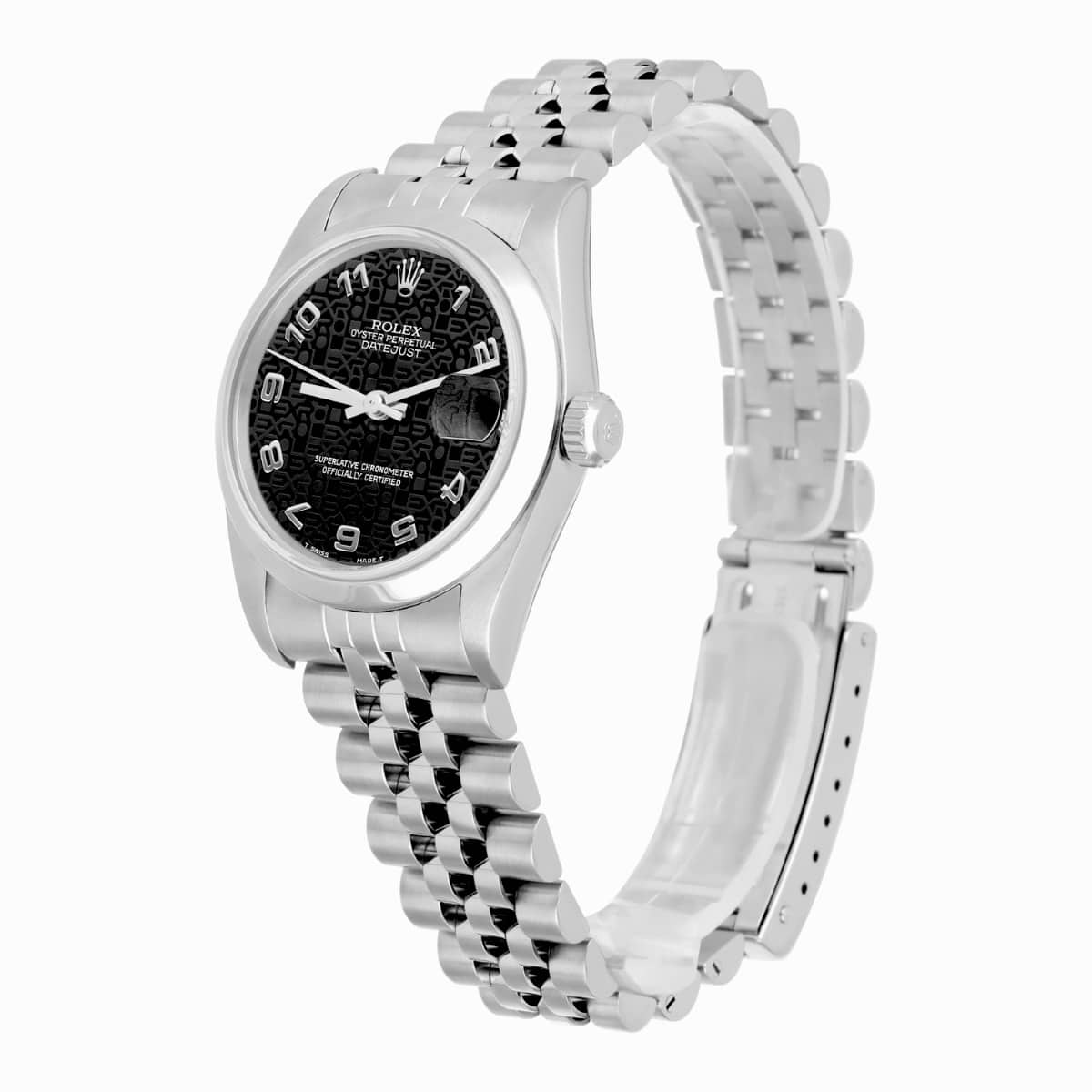 Rolex Datejust 31mm 78240 Black Arabic Dial Stainless Steel Watch Circa 2000