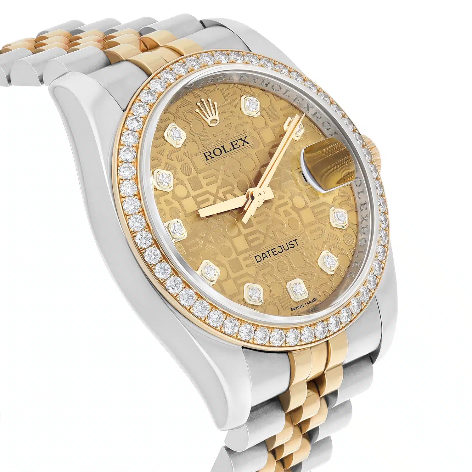 Rolex Datejust 116243 36mm Yellow Gold & Steel Champagne Jubilee Diamond Dial – image 4