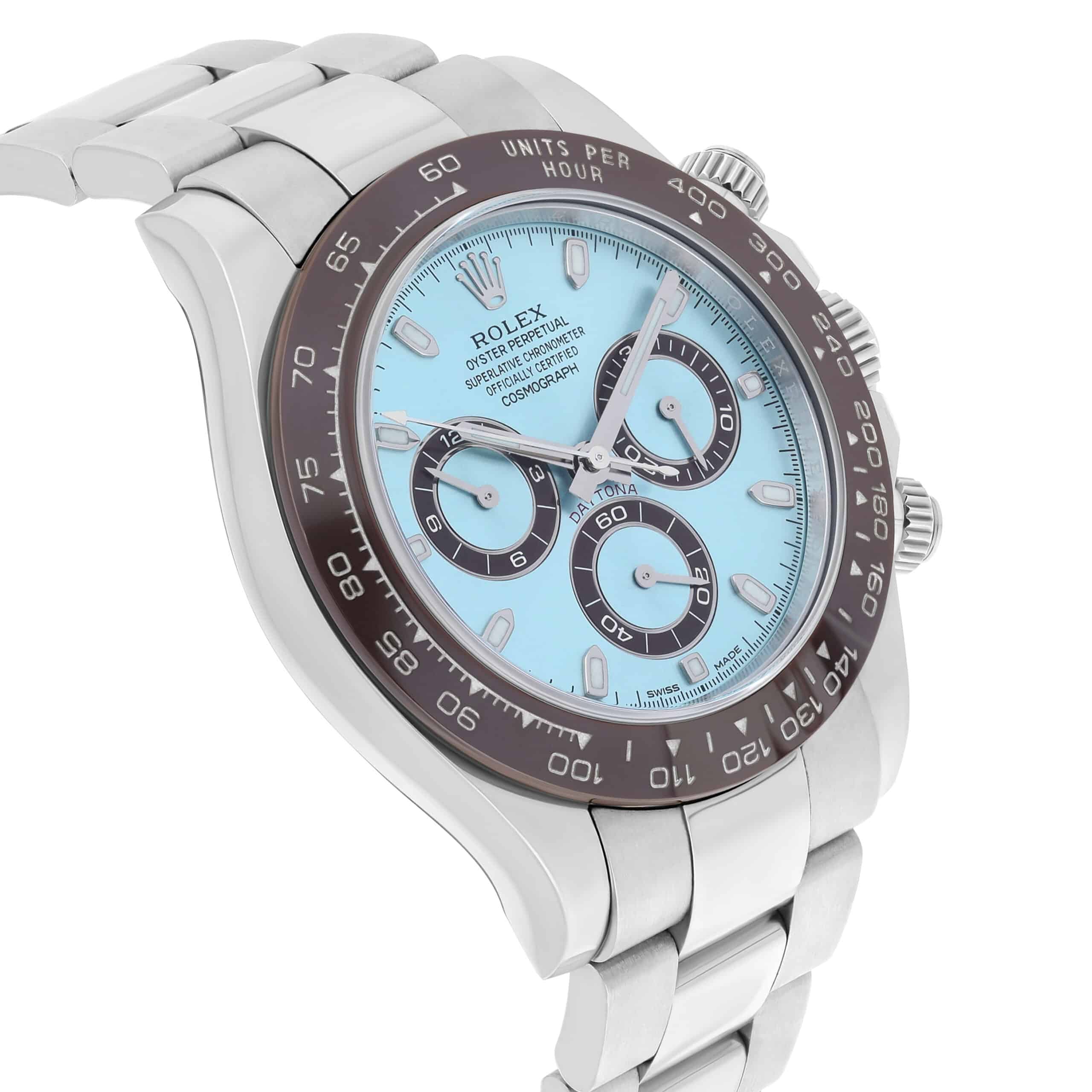Rolex Daytona Glacier Ice Blue Dial 40mm Platinum Watch 116506 Complete Mint