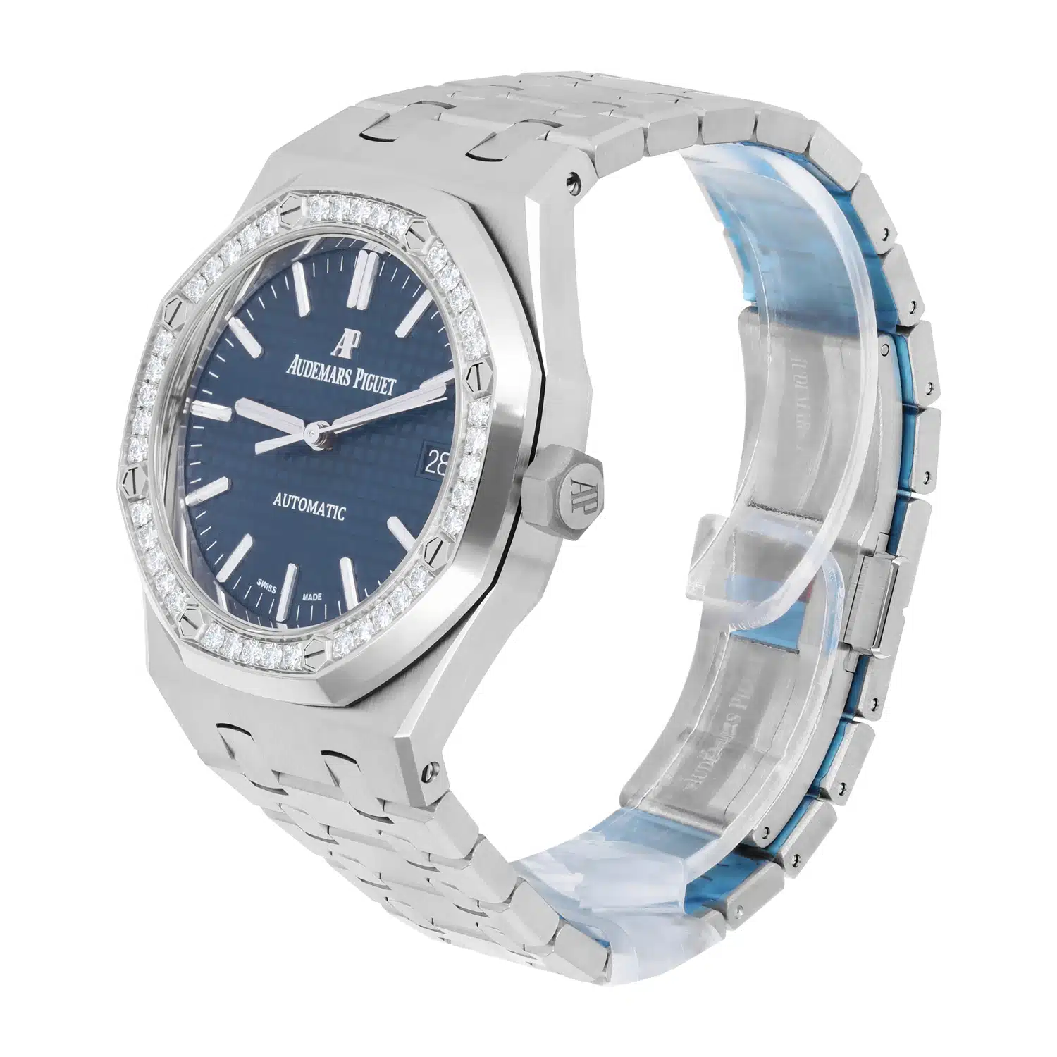 Audemars Piguet Royal Oak 15451ST.ZZ.1256ST.03 Automatic Factory Diamond Bezel Blue Dial 37mm Watch – image 4