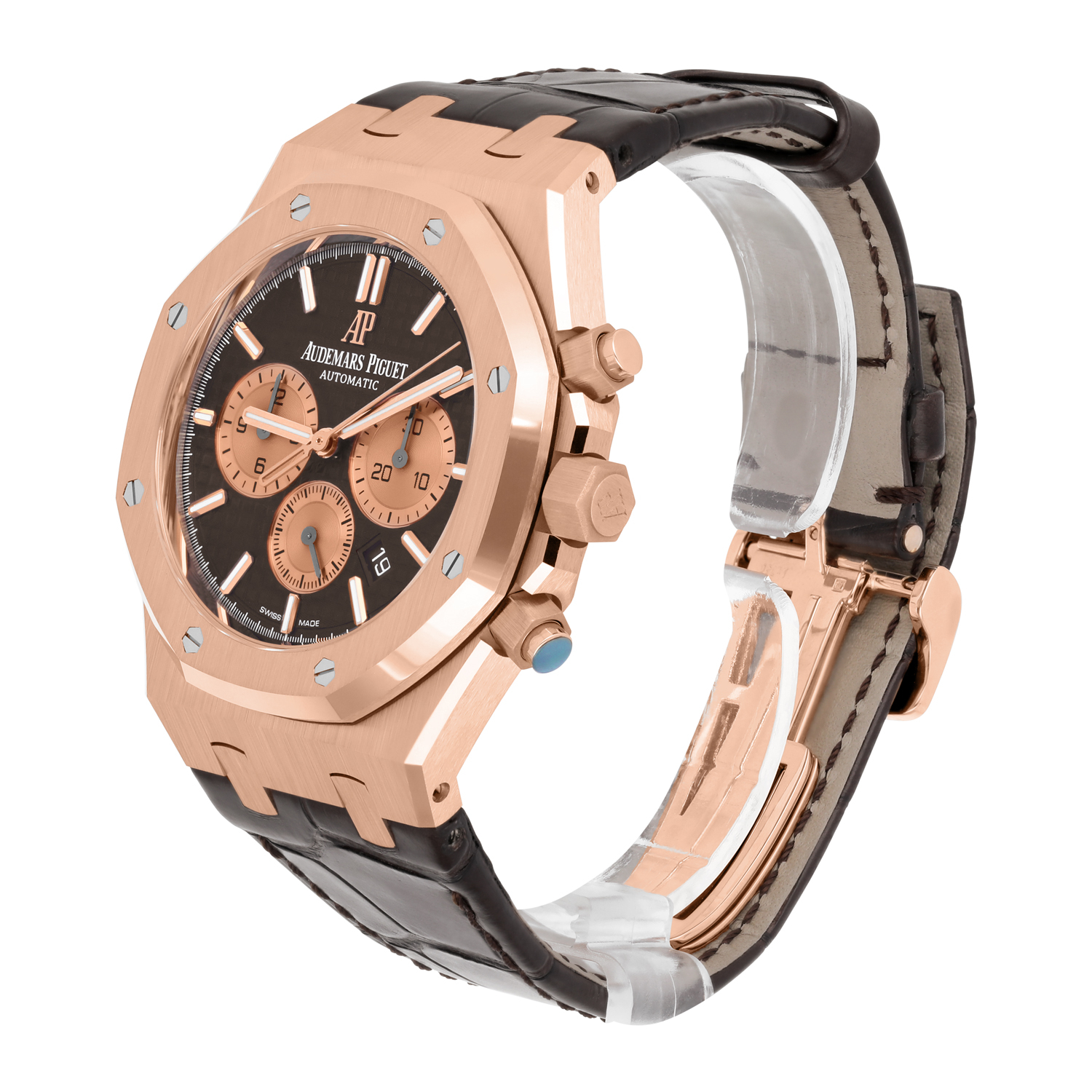 Audemars Piguet Royal Oak Chronograph 26331OR.OO.D821CR.01 Chocolate Dial Brown Leather Rose Gold Watch