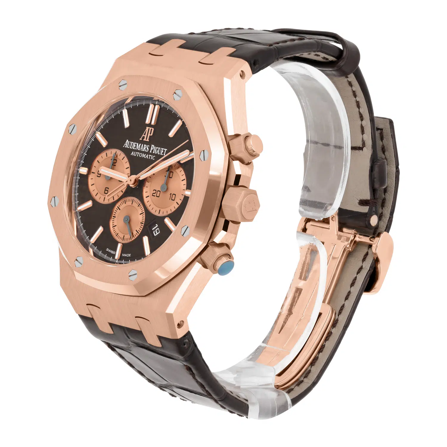 Audemars Piguet Royal Oak Chronograph 26331OR.OO.D821CR.01 Chocolate Dial Brown Leather Rose Gold Watch – image 4