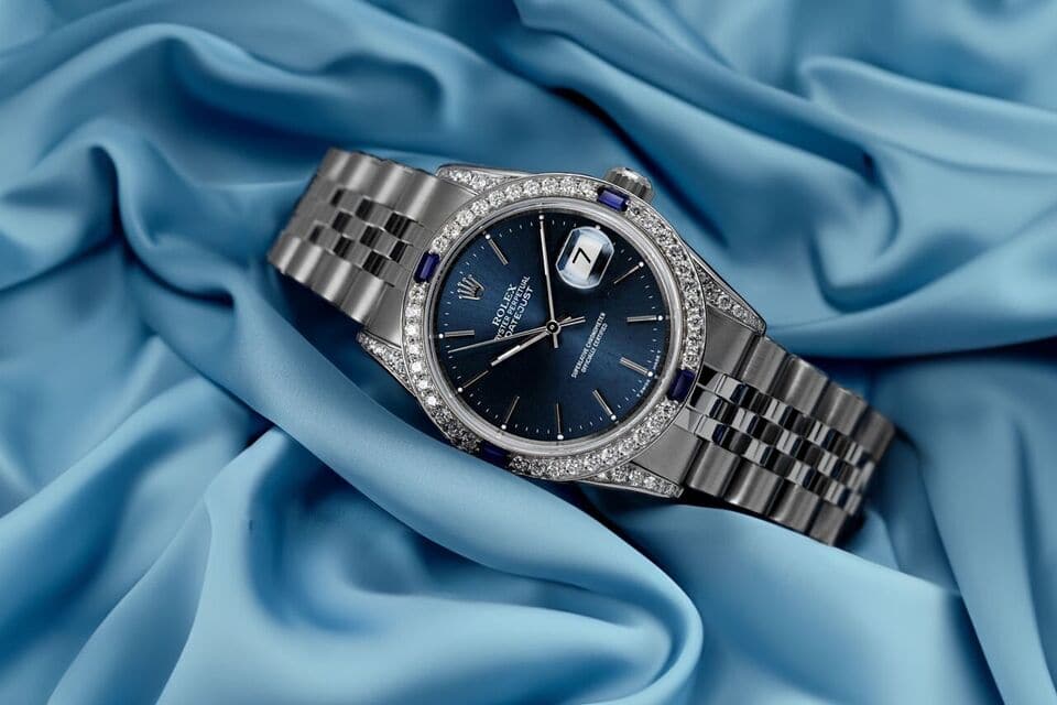 Rolex Datejust 31 Blue Index Dial Sapphire & Diamond Steel Watch 68274
