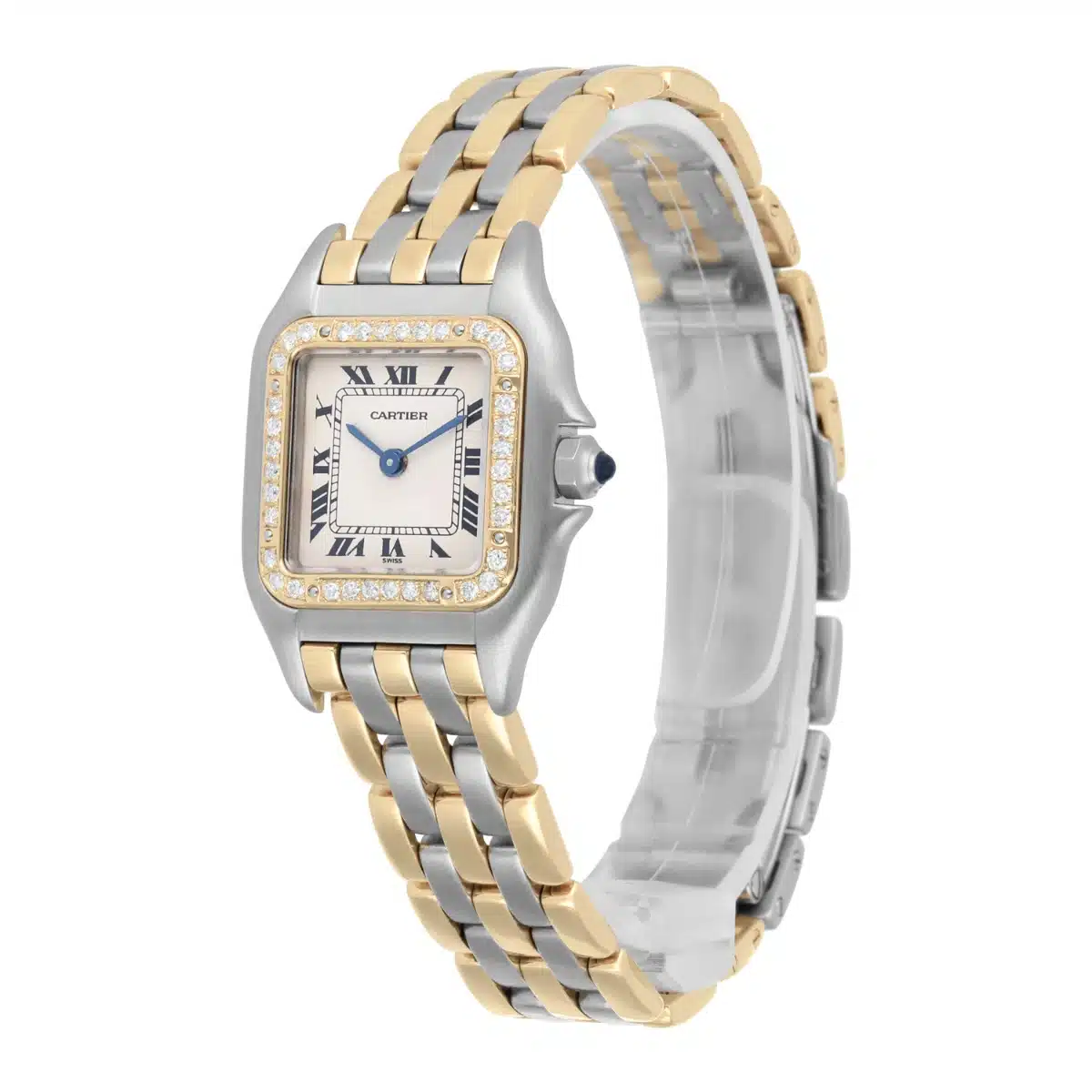 Cartier PANTHERE 1057917 STEEL YELLOW GOLD 3 ROW BRACELET DIAMOND LADIES WATCH – image 4