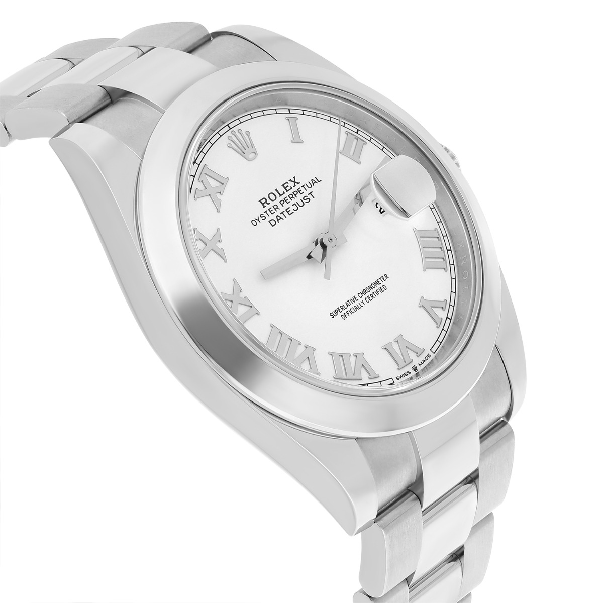 Rolex Datejust 41 126300 Steel White Roman Dial Oyster Band Watch