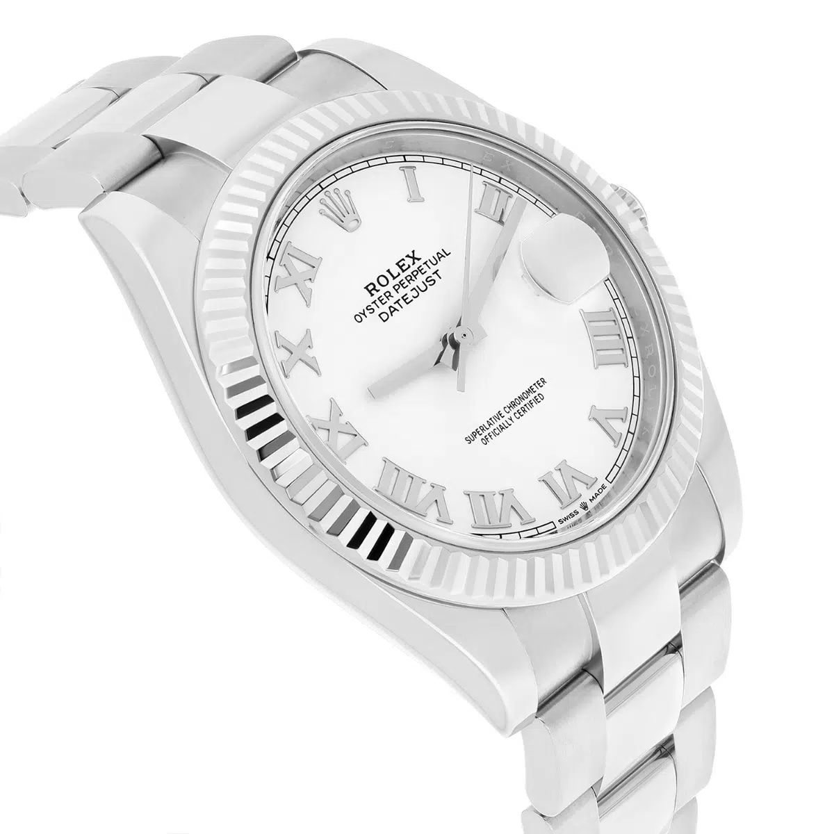 Rolex Datejust 41mm 126334 Fluted Bezel White Roman Dial Oyster Bracelet – image 4