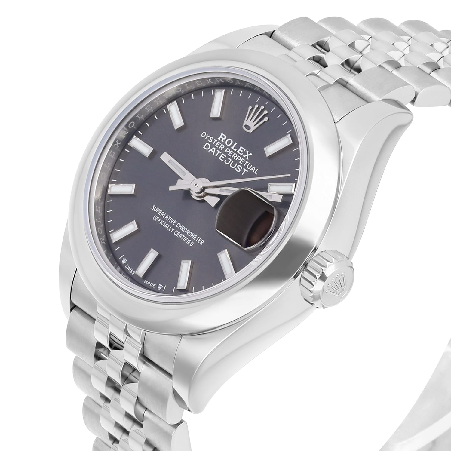 Rolex Lady-Datejust 28 Dark Grey Domed Stainless Steel Jubilee 279160 New 2022