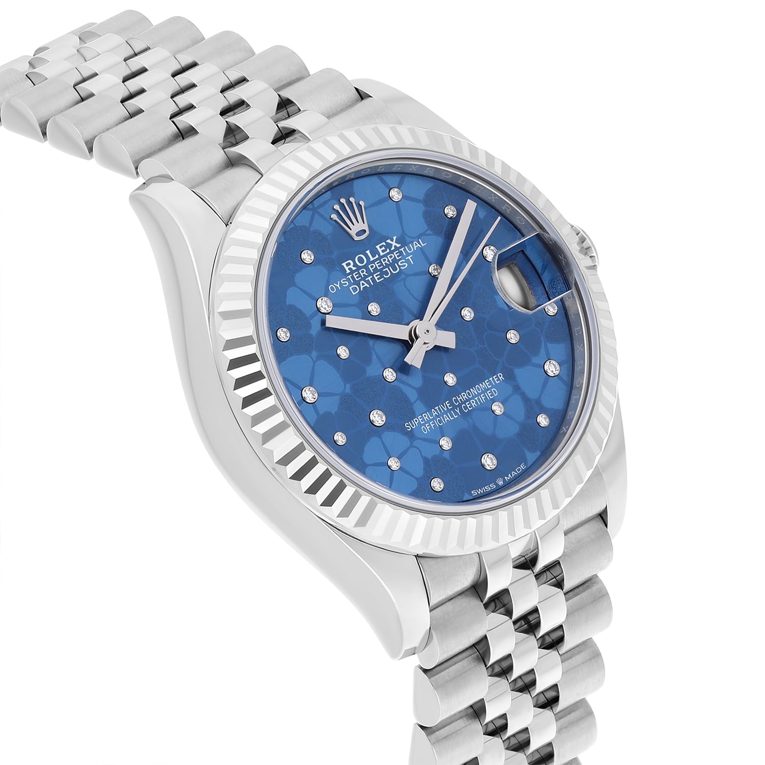 Rolex Datejust 31mm Azzurro-Blue Floral-Motif Diamond Dial Jubilee 278274 Unworn