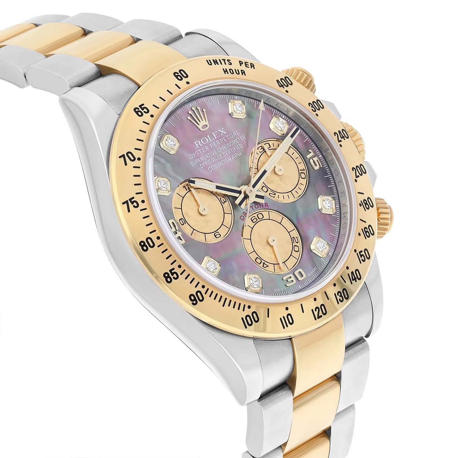 Rolex Daytona Yellow Gold & Steel Black Mother Of Pearl Diamond Dial 116523 B/P – image 4
