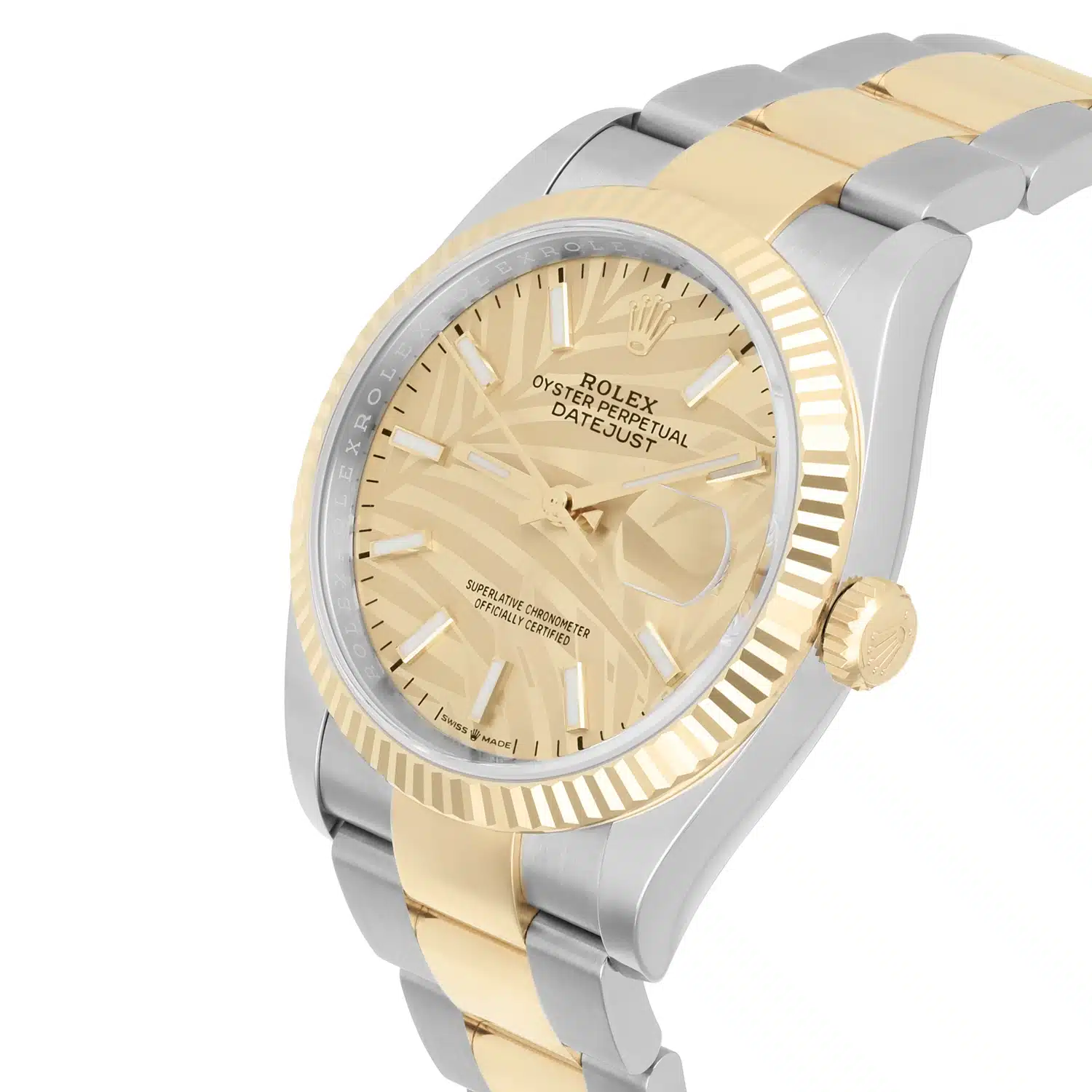 Rolex Datejust 36mm Champagne Palm Dial Oyster 126233-0038 Unworn Watch Complete – image 4