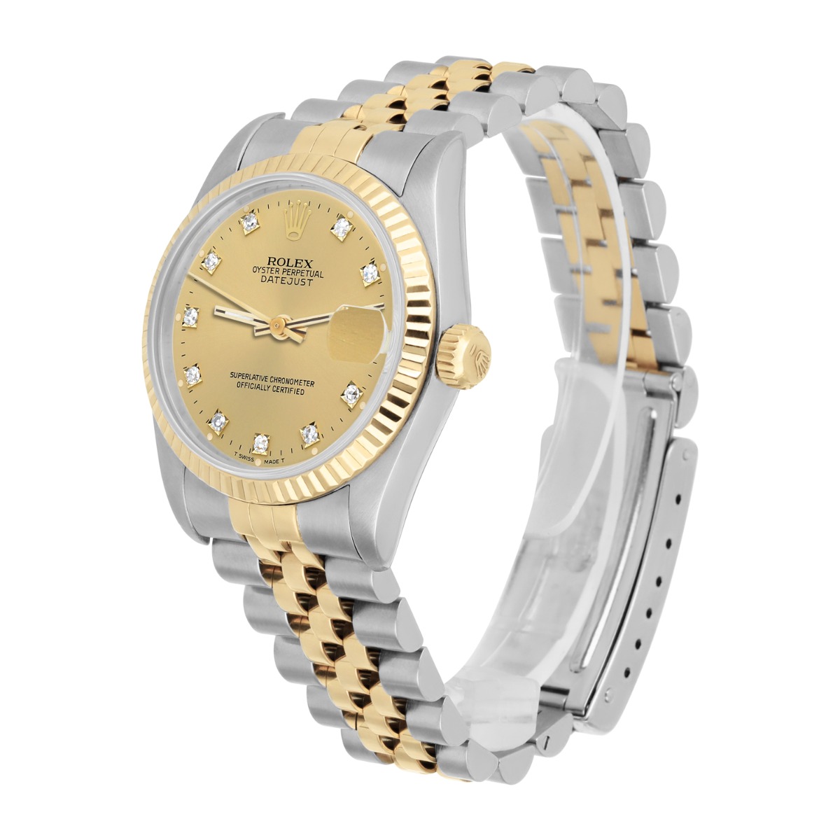 Rolex Datejust 31mm 68273 Champagne Diamond Dial Stainless Steel/Yellow Gold Watch Circa 1995