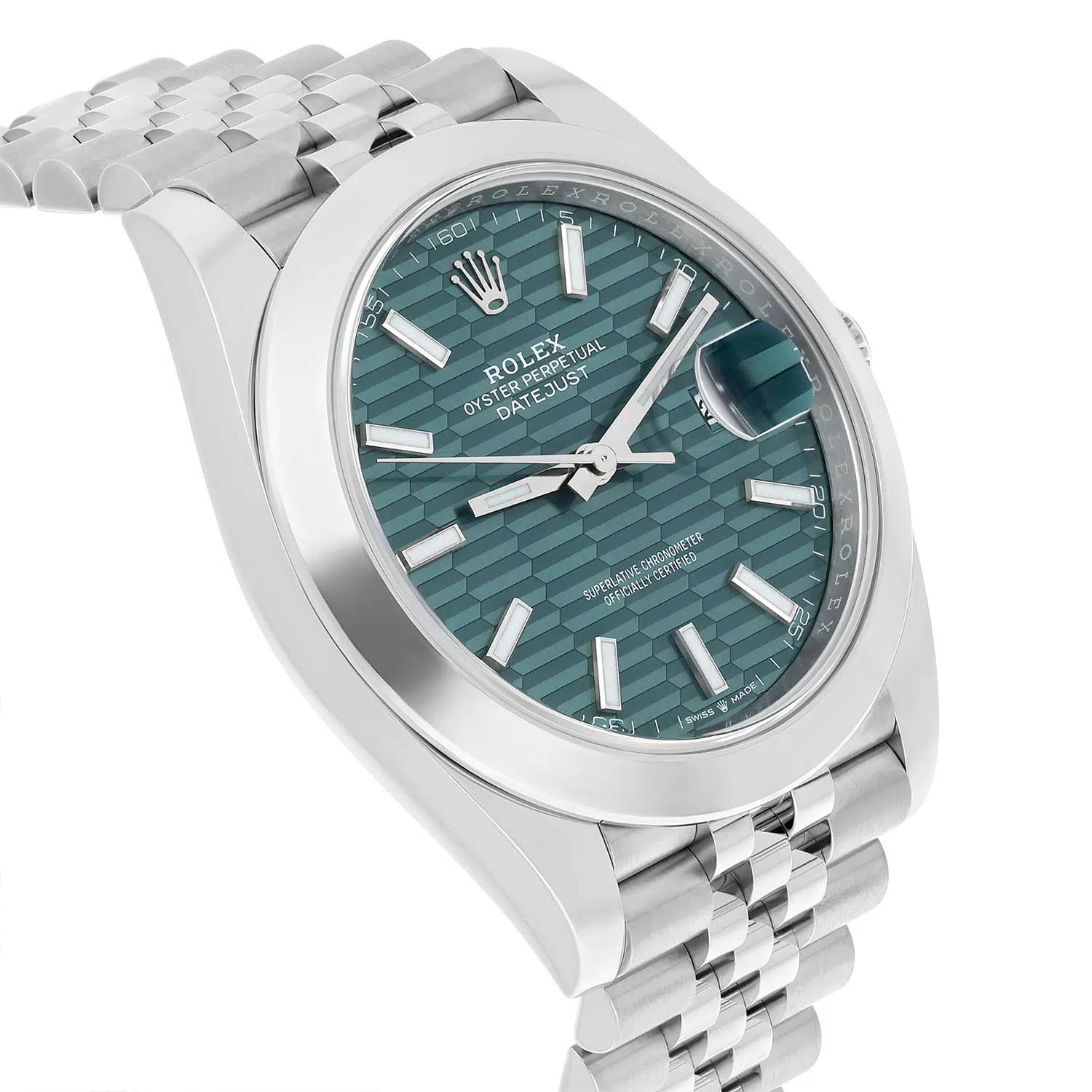 Rolex Datejust 41 126300-0022 Steel Green Motif Index Dial Mens Jubilee Watch Unworn – image 4