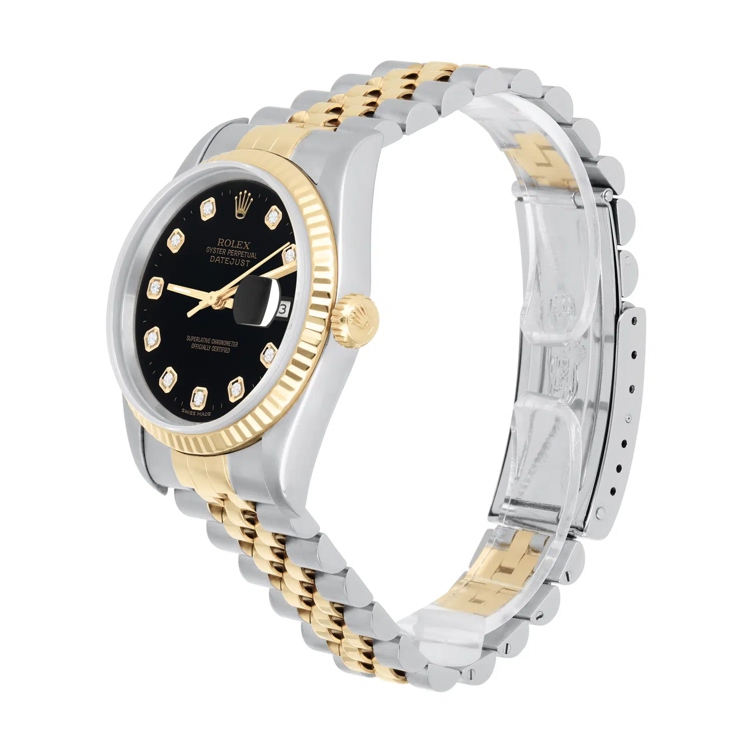 Rolex Datejust 36mm Two Tone Dark Black Diamond Dial Jubilee 16233 Circa - 1993 – image 4
