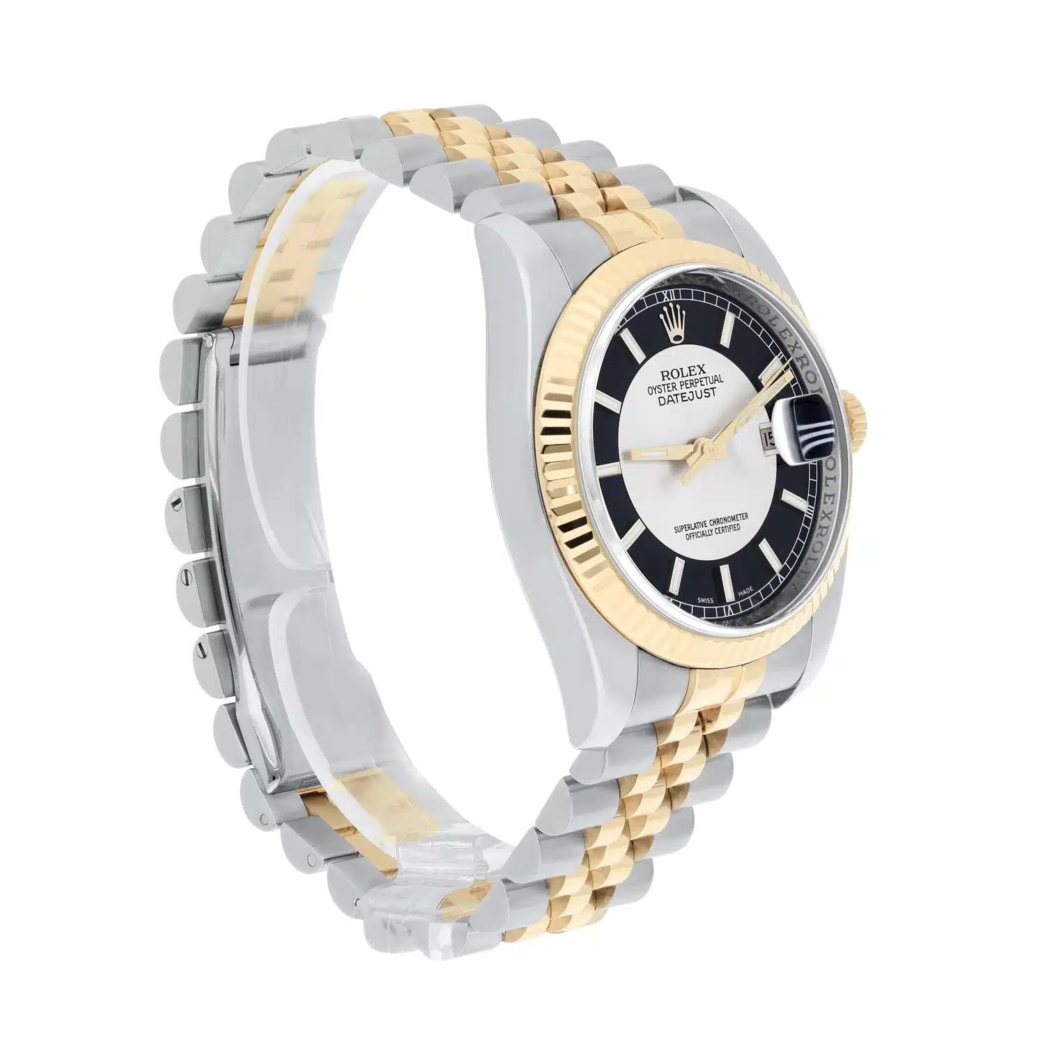 Rolex Datejust 36 Jubilee 116233 Stainless Steel & Yellow Gold Watch Tuxedo Index Dial – image 3
