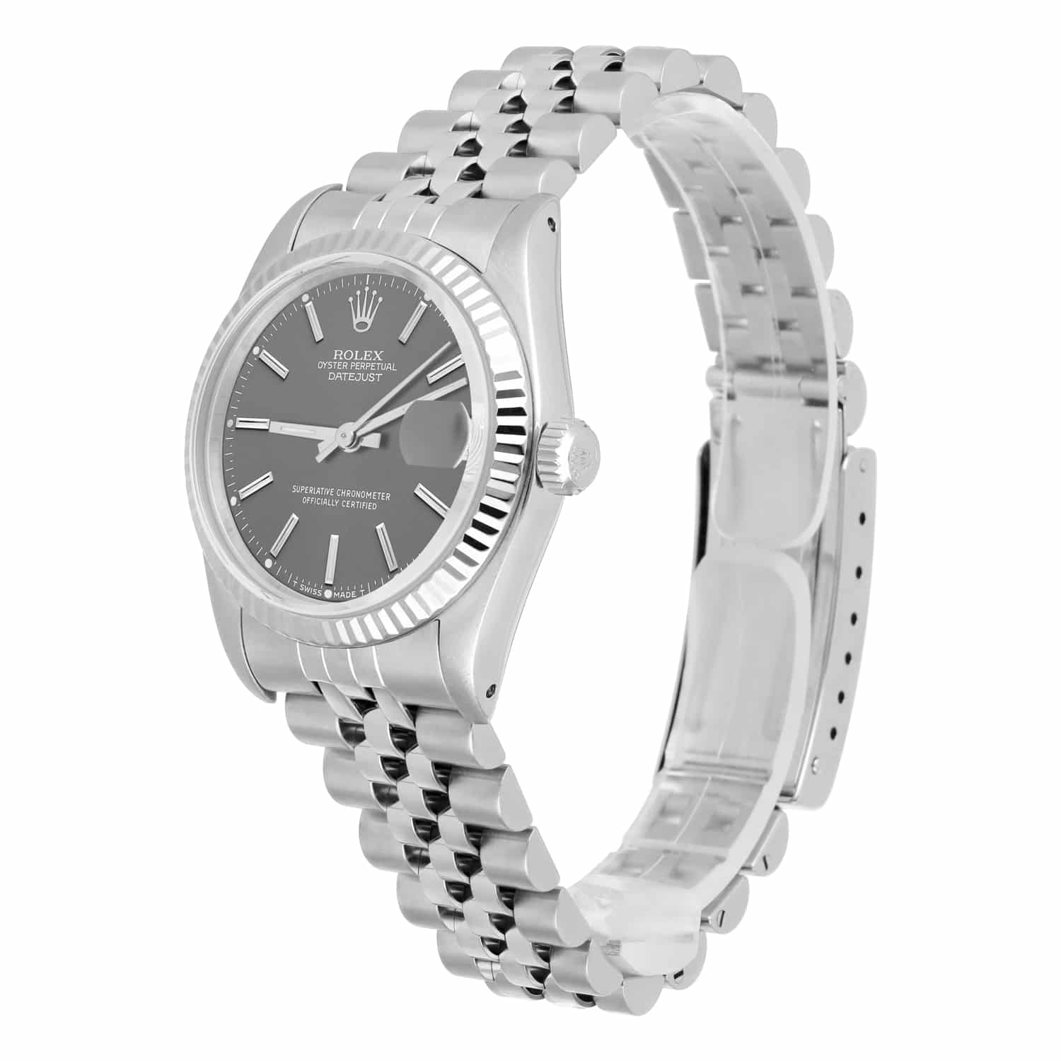 Rolex Datejust 31mm 68274 Grey Dial Stainless Steel Ladies Watch W/G Bezel Circa 1984