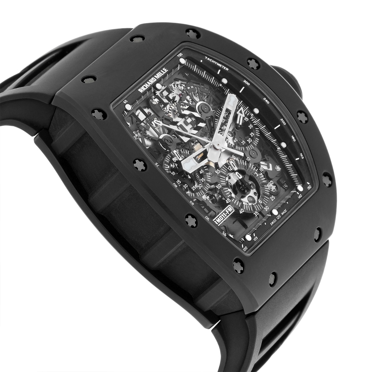 Richard Mille RM 011 Black Phantom PVD Ceramic Carbon Rubber Watch Complete