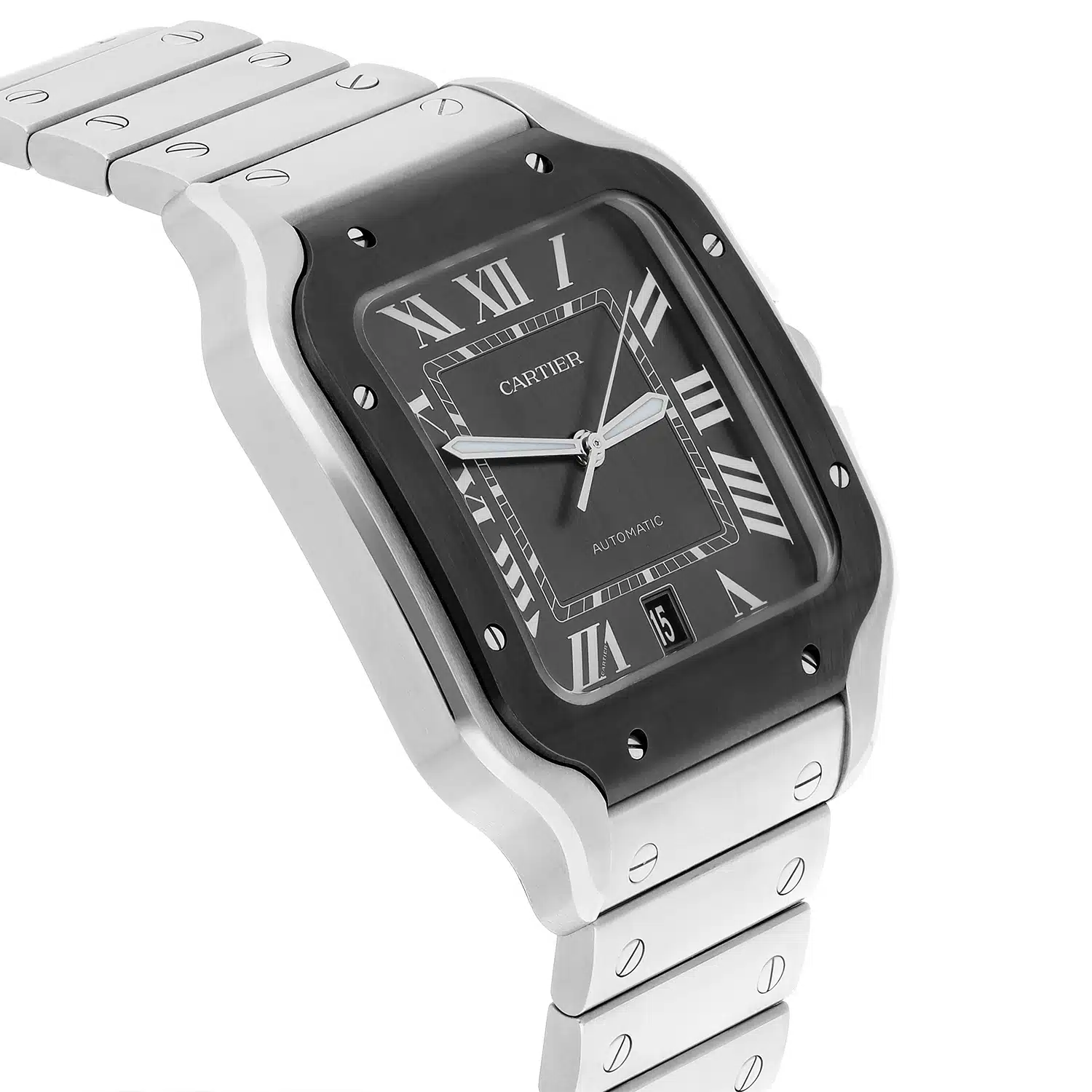 Cartier Santos de Cartier Automatic Steel Grey Dial Mens Bracelet Watch WSSA0037 – image 4