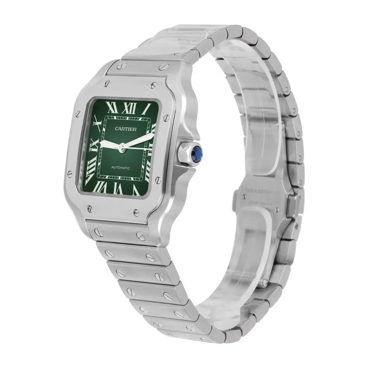 Cartier Santos De Cartier Stainless Stainless Green Dial WSSA0061 Midsize Unworn – image 3