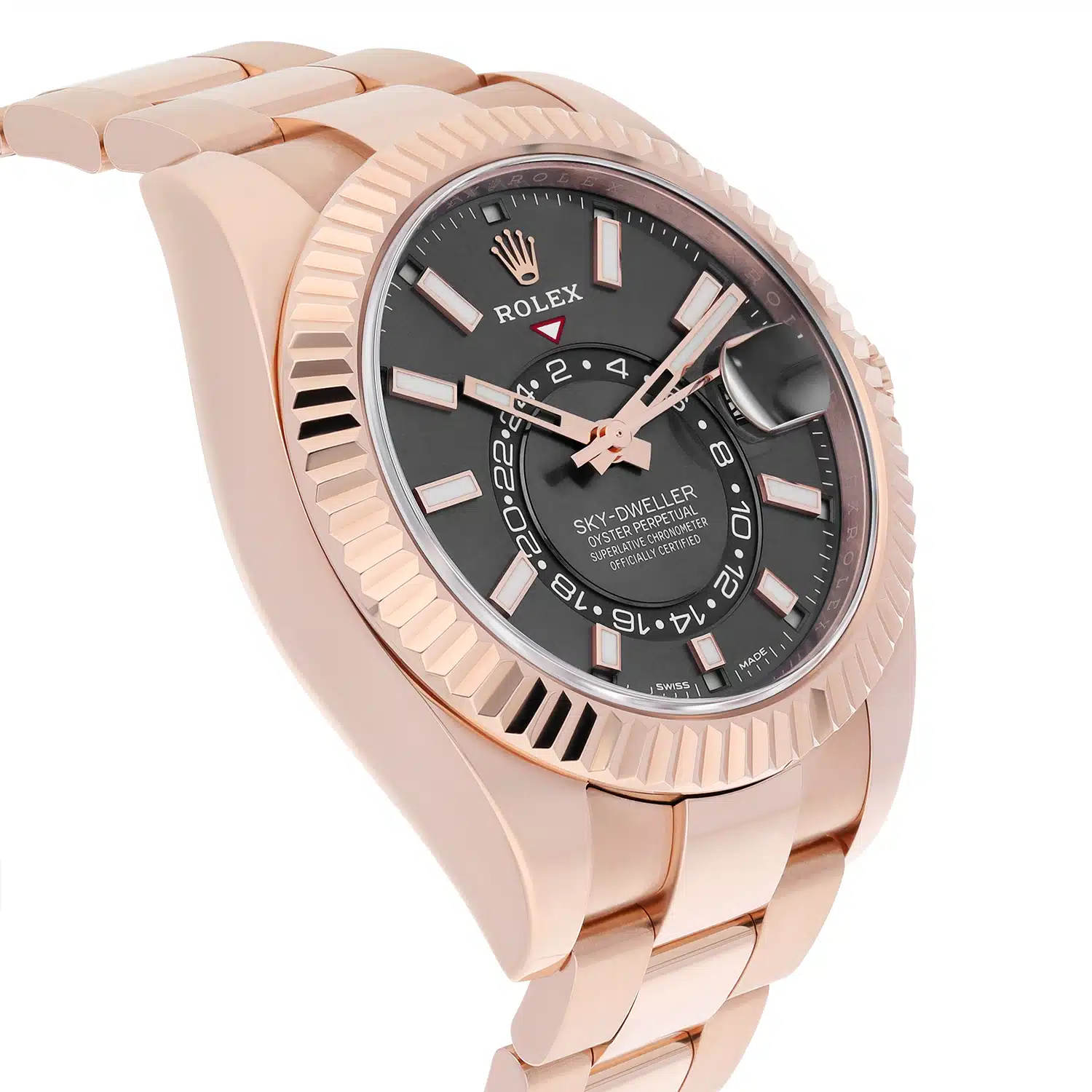 Rolex Sky-Dweller 42mm Everose Gold Watch Rhodium Dial Oyster Bracelet 326935 – image 5