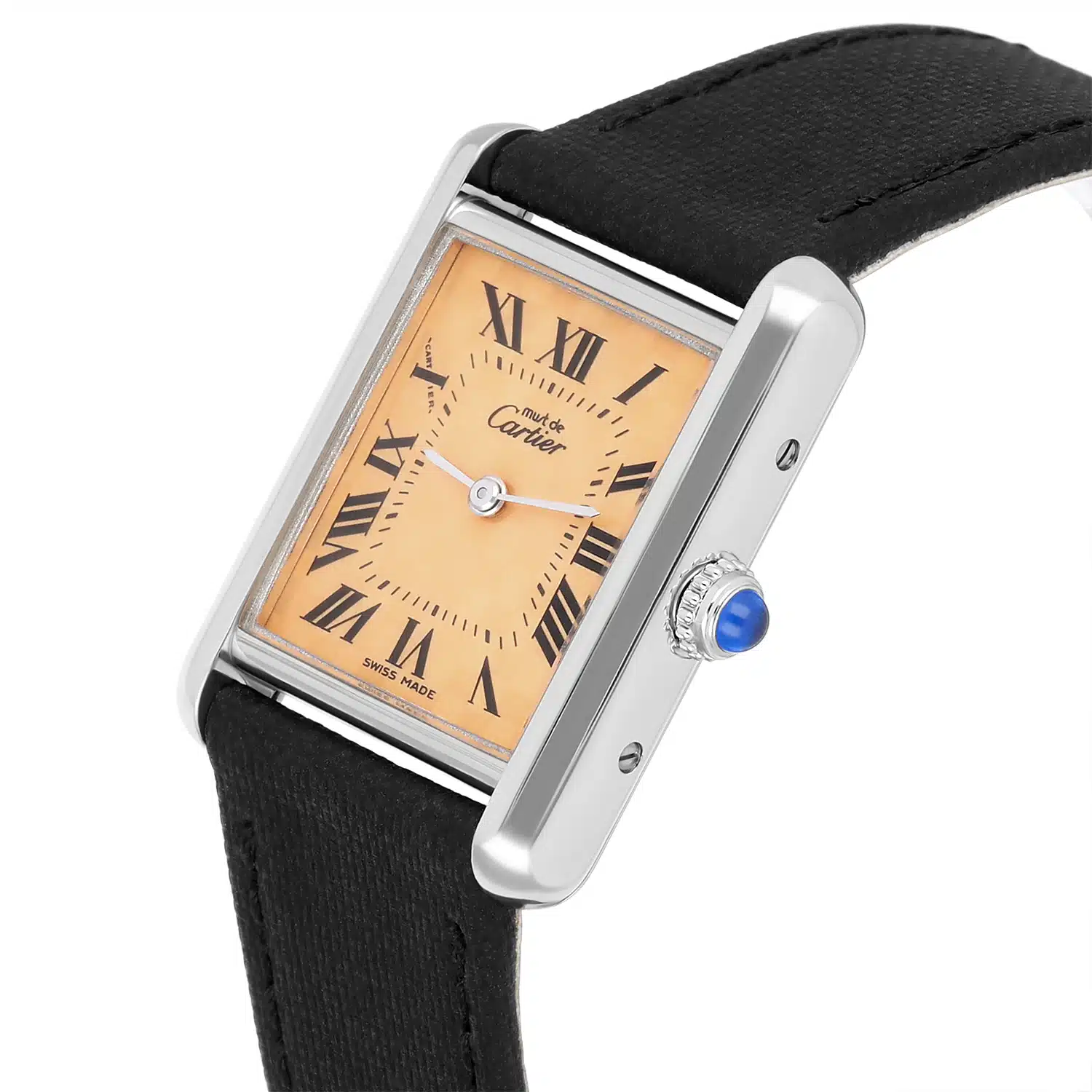 Cartier Tank Must De 2416 Quartz 22mm Silver Swiss Watch New Leather Strap – image 4