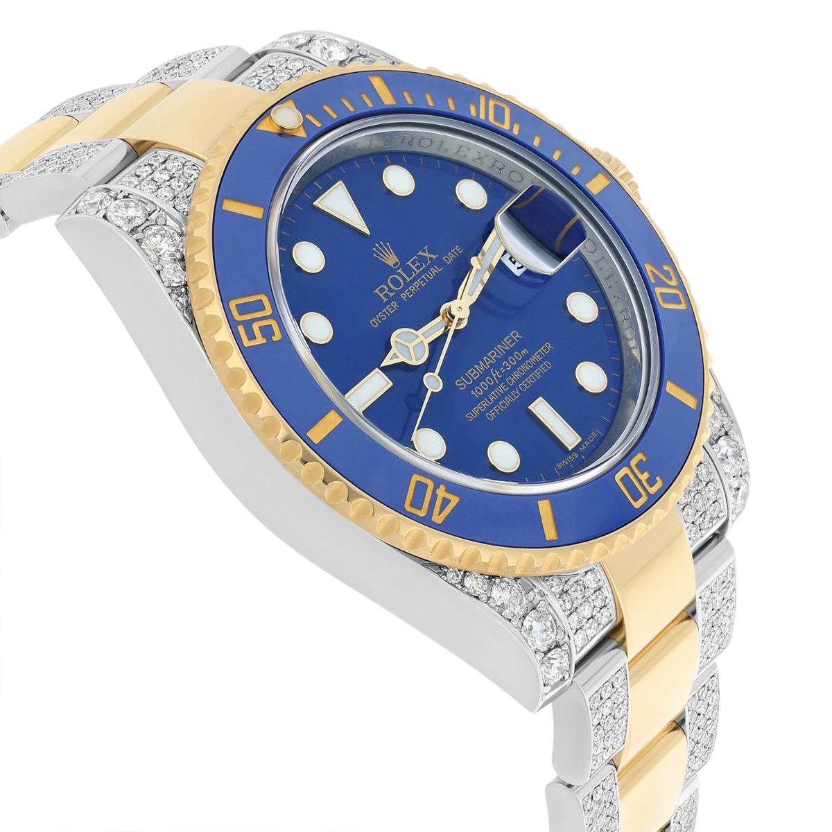 Rolex Submariner 40 mm Blue Dial Two Tone Diamond Men's Watch 116613LB