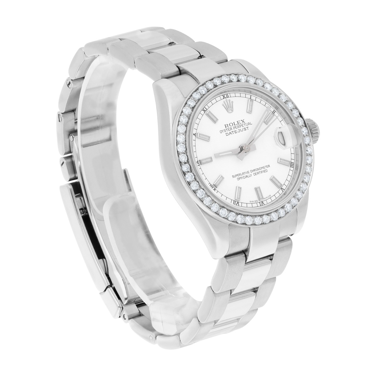Rolex Lady-Datejust 178240 31mm Stainless Steel White Dial with Diamond Bezel