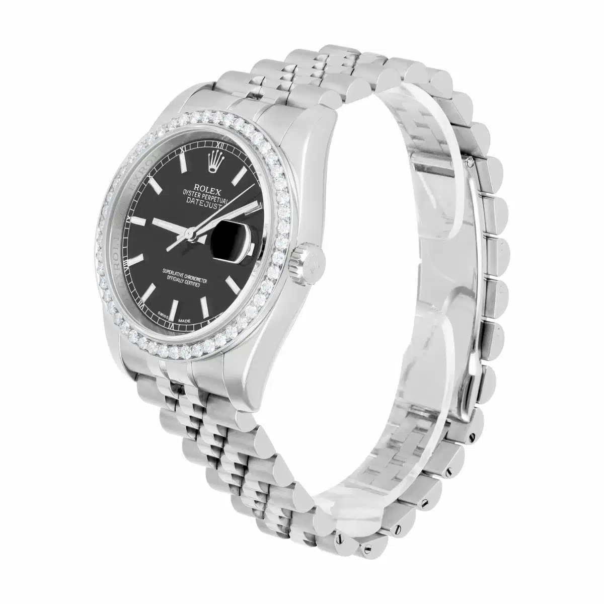 Rolex Datejust 36 Diamond Bezel Black Index Dial Jubilee Band Watch – image 4