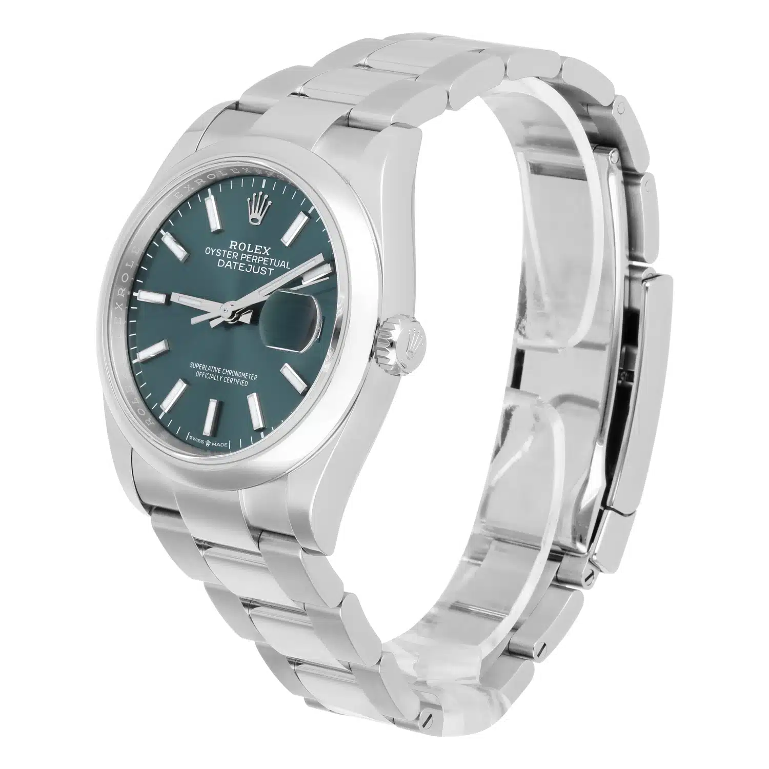 Rolex 126200 Datejust 36mm Green Index Dial Oyster Bracelet 2022 COMPLETE MINT – image 4