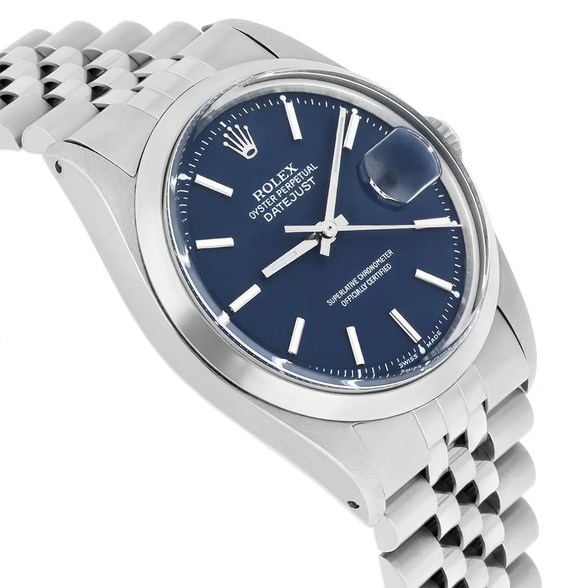 Rolex Datejust 1600 Stainless Steel Oyster Rare Blue Dial Unisex Watch 36mm – image 4
