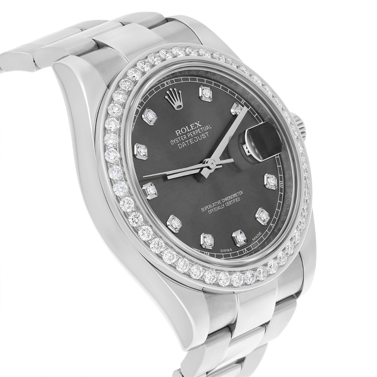 Rolex Datejust 41mm II Steel/18k WG Rhodium Diamond Dial Watch Oyster 116334