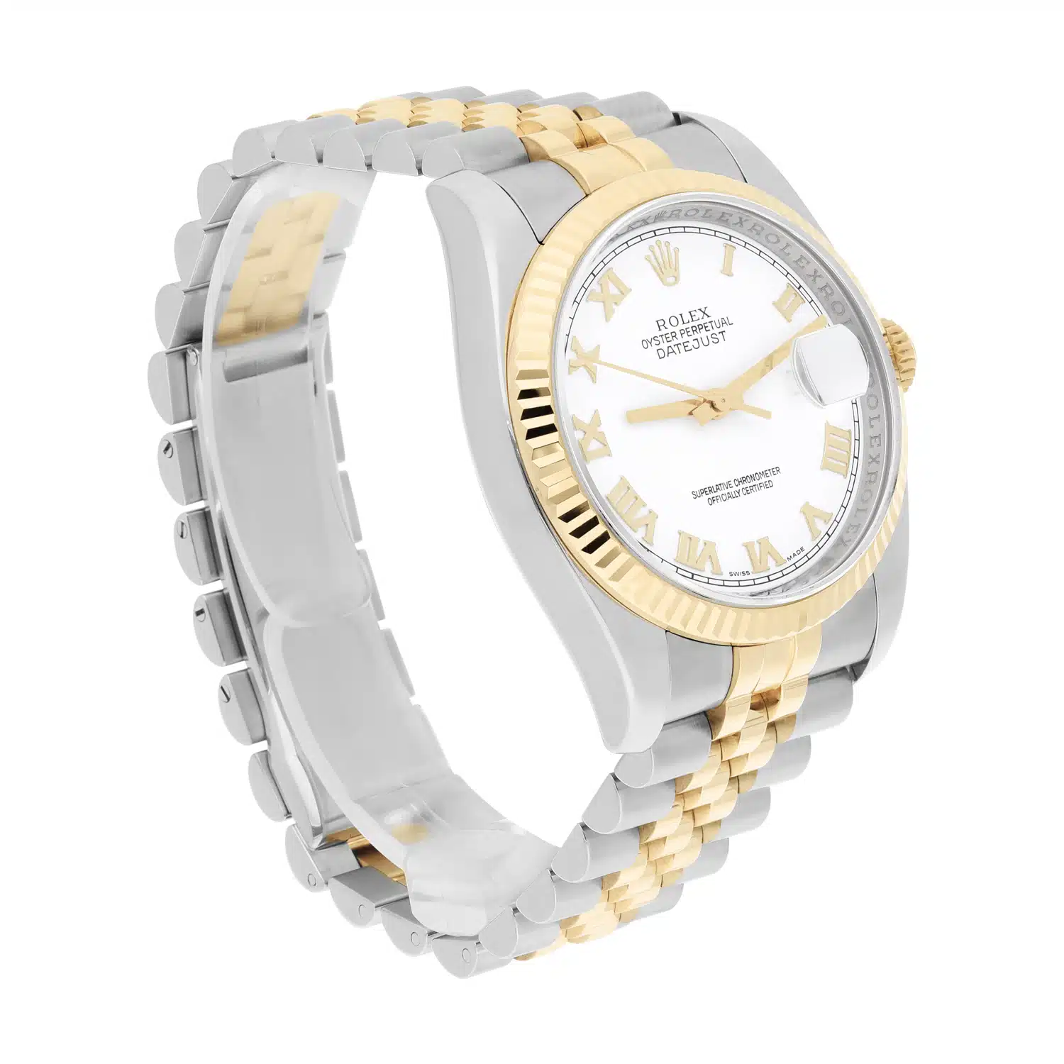 Rolex Datejust 36 116233 White Roman Dial Jubilee Gold & Stainless Steel Watch – image 3