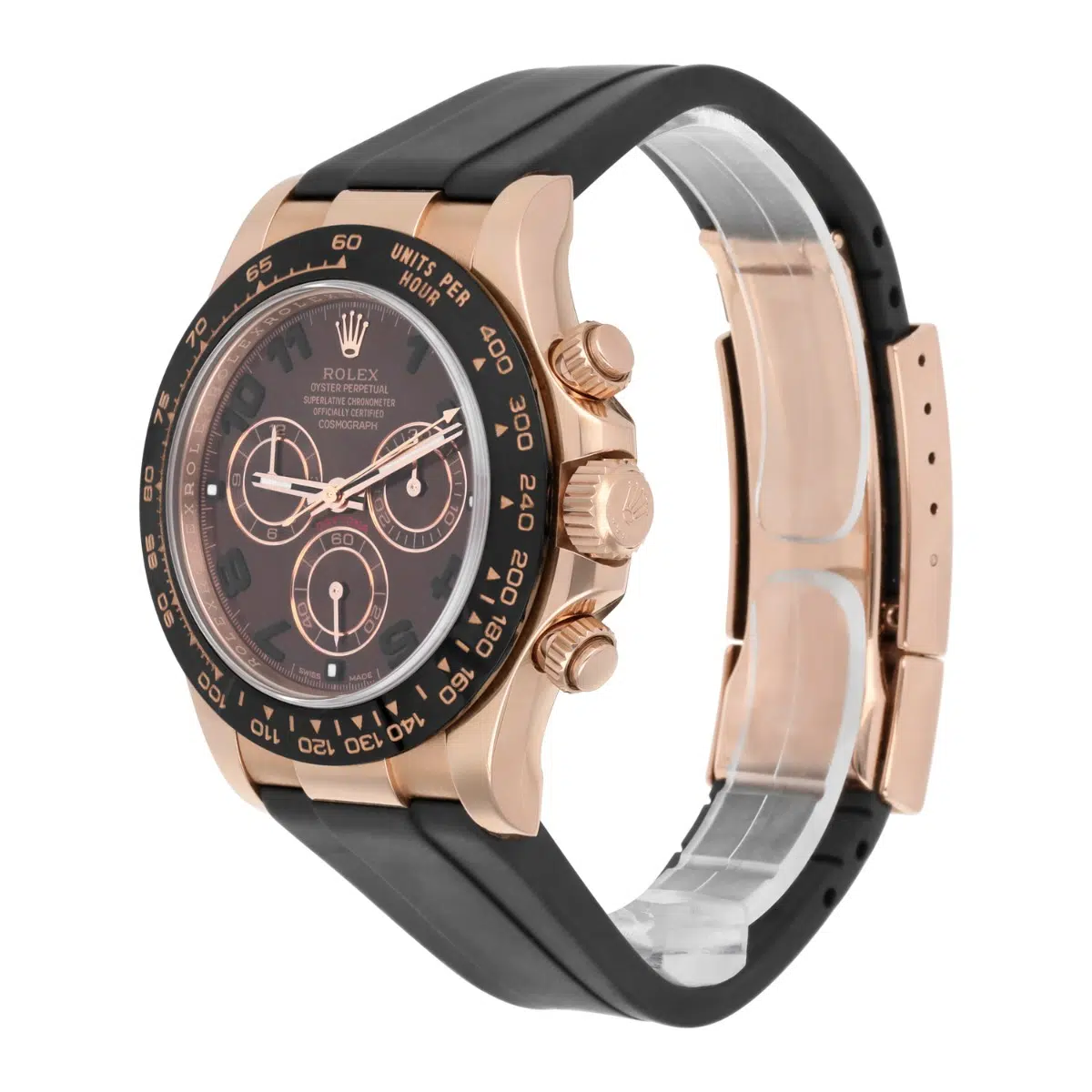 Rolex Daytona 18k Rose Gold Chocolate Arabic Dial Rubber Band 40mm Watch 116515 – image 3