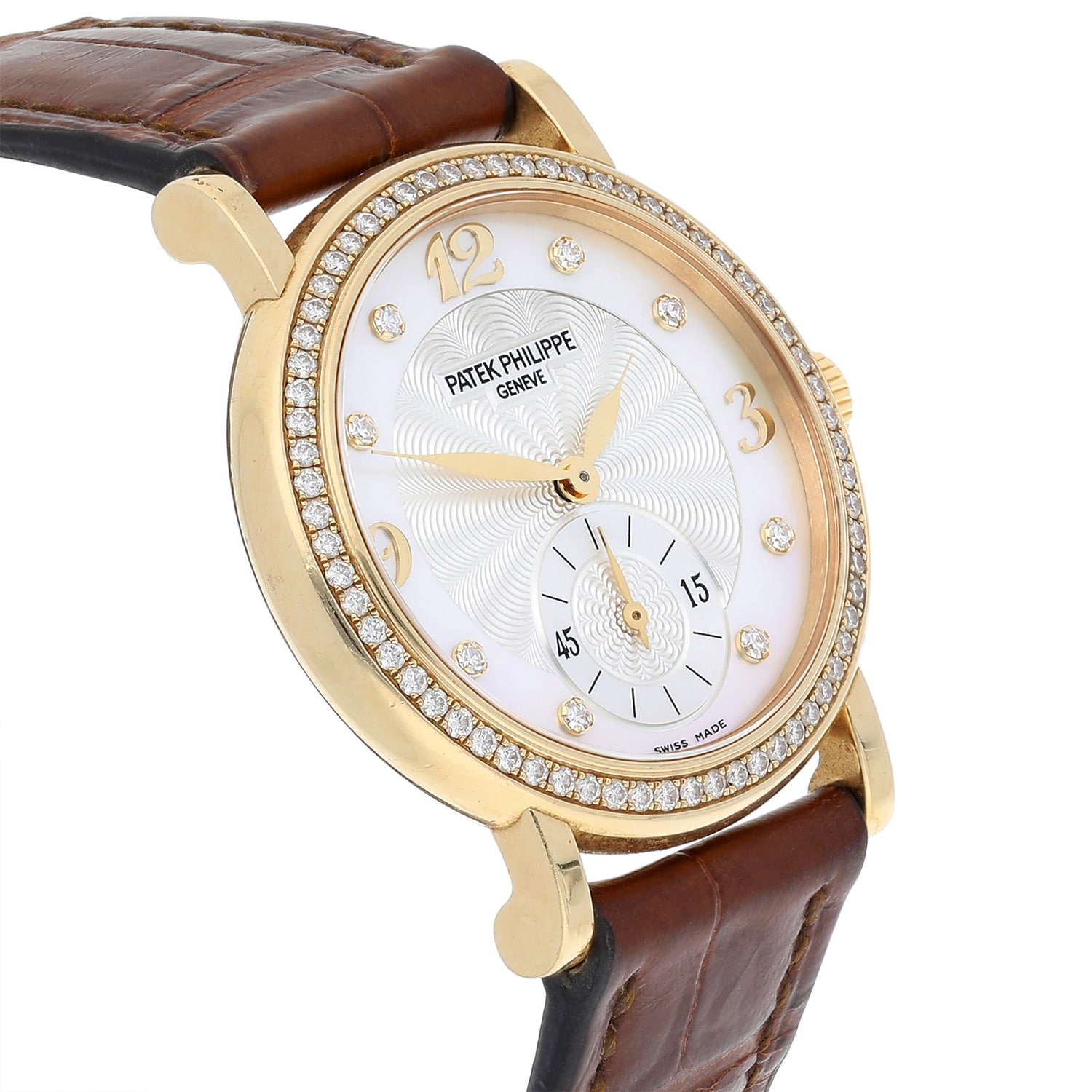 Patek Philippe Calatrava Yellow Gold 4959J-001 Mother Of Pearl Diamond Dial Tiffany