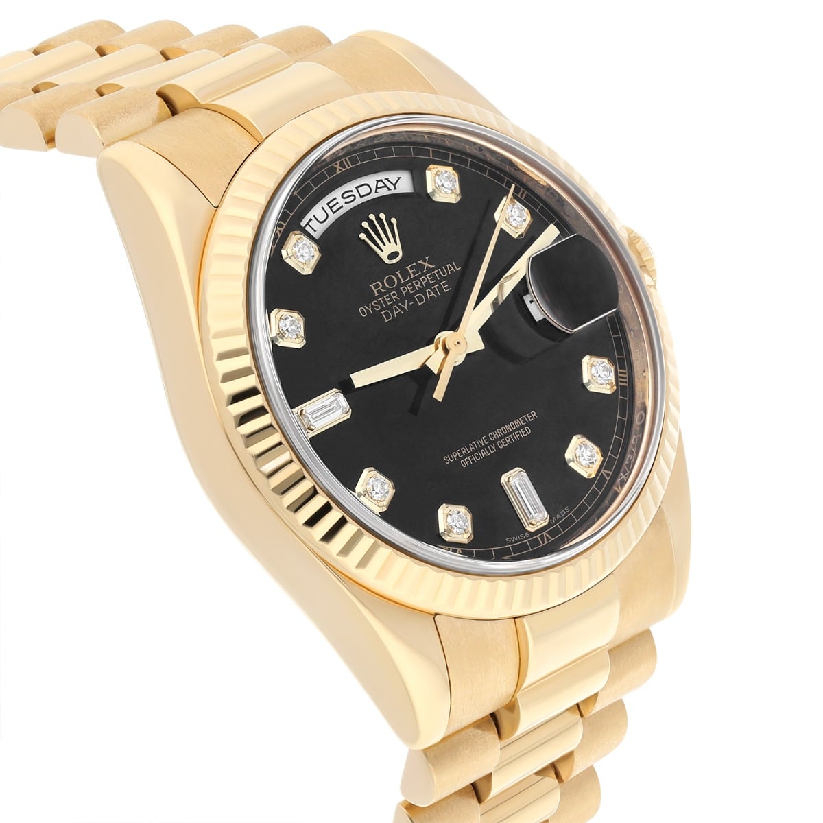 Rolex Day Date 118238 Presidential 36 mm 18K Yellow Gold Black Diamond Dial